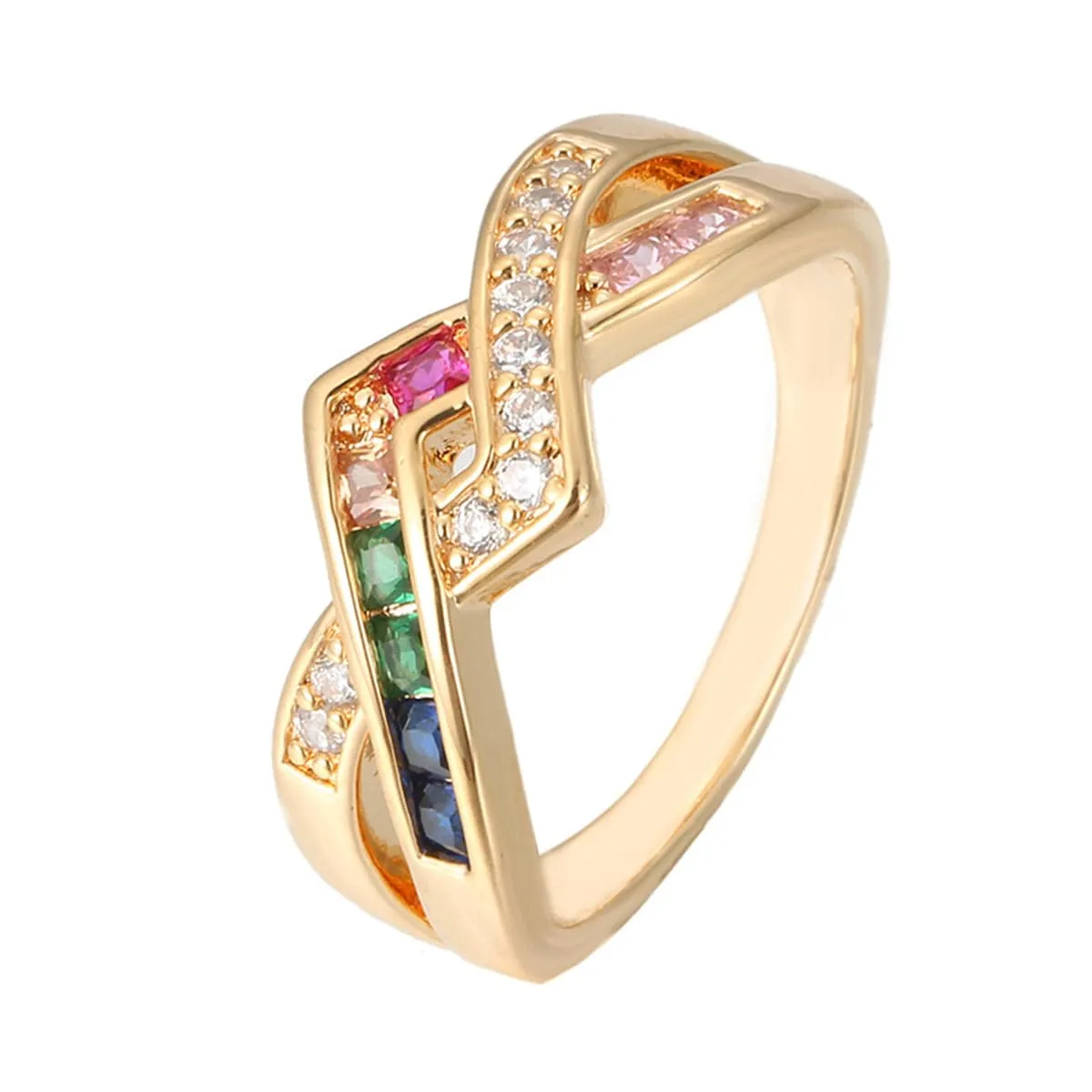 Rainbow Crystal & Cubic Zirconia Line Ring