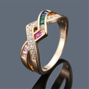 Rainbow Crystal & Cubic Zirconia Line Ring