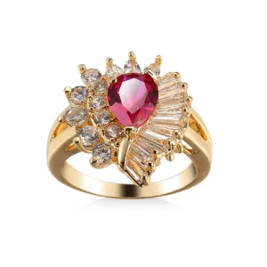 Red Corundum & Cubic Zirconia 18K Gold-Plated Botany Ring