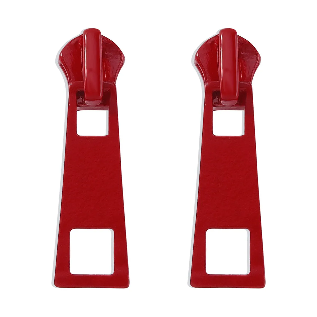 Red Enamel & Silver-Plated Zip Drop Earrings