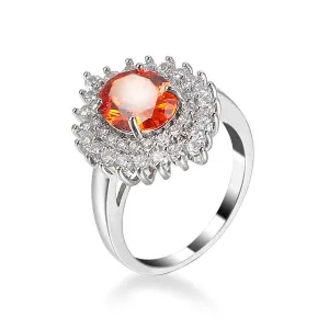 Red Oval Crystal & Cubic Zirconia Hola Ring