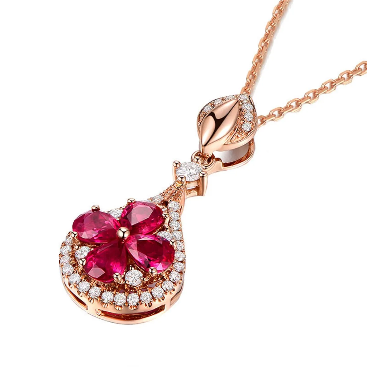 Red Pear Crystal & 18K Rose Gold-Plated Teardrop Pendant Necklace