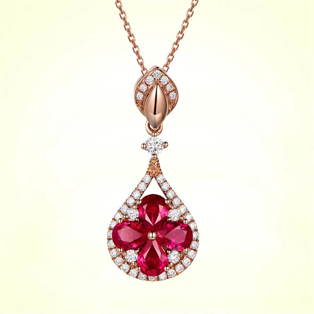 Red Pear Crystal & 18K Rose Gold-Plated Teardrop Pendant Necklace