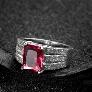 Rose Crystal & Cubic Zirconia Layered Princess Ring