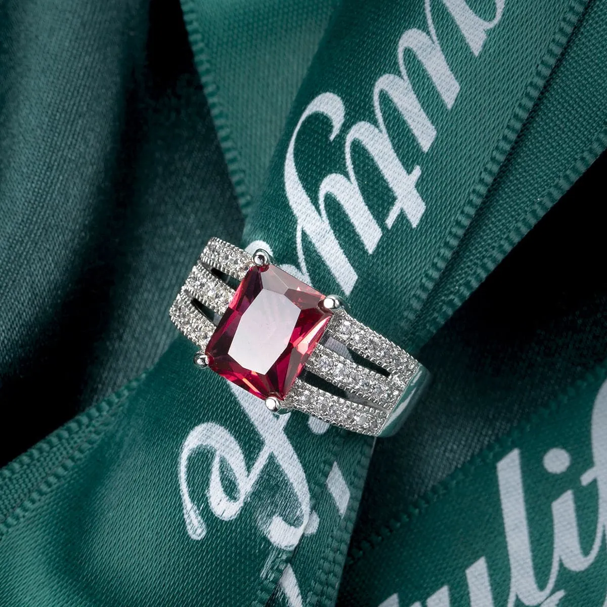 Rose Crystal & Cubic Zirconia Layered Princess Ring