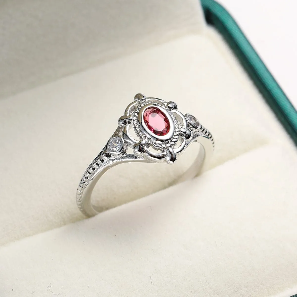 Rose Crystal & Cubic Zirconia Oval Ring