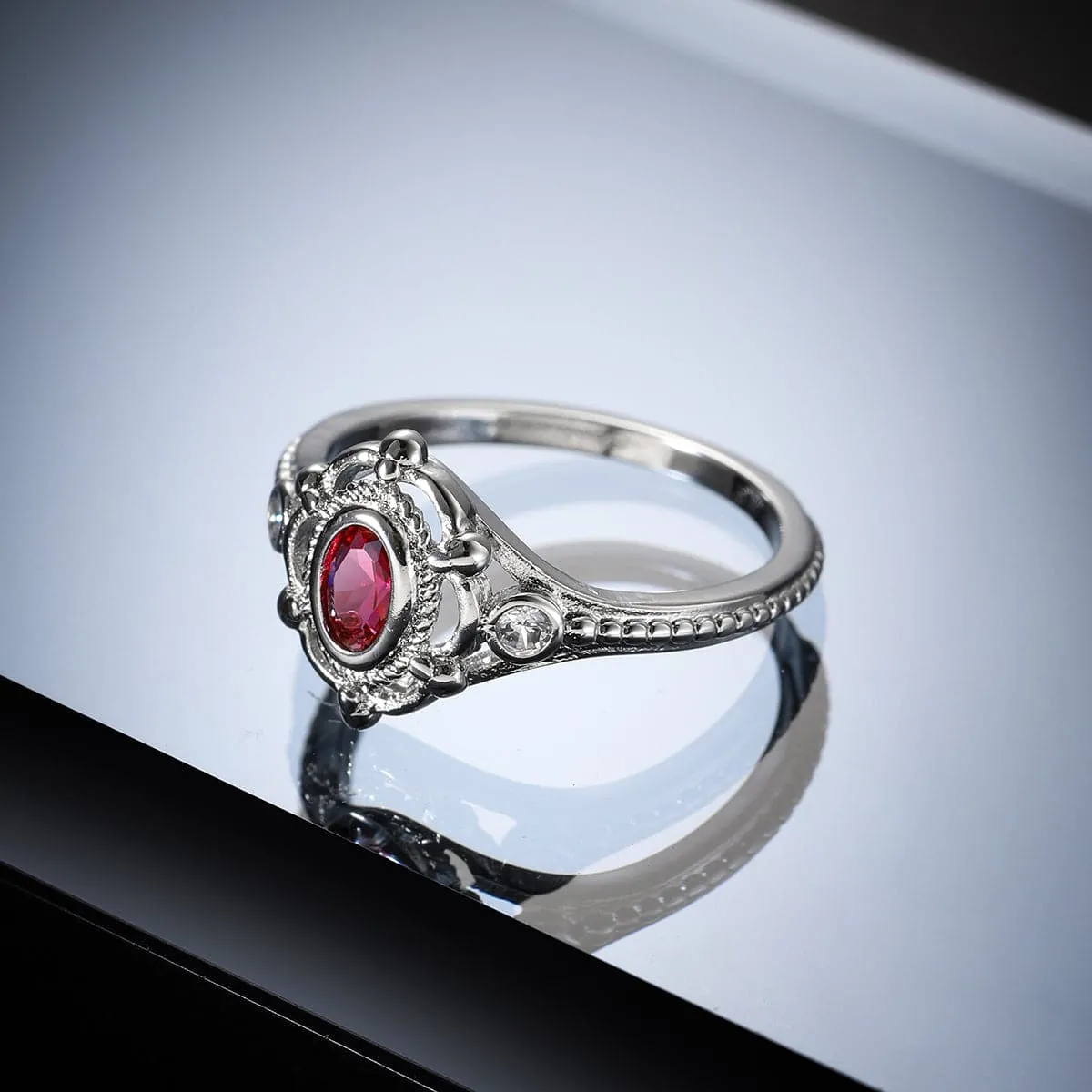 Rose Crystal & Cubic Zirconia Oval Ring