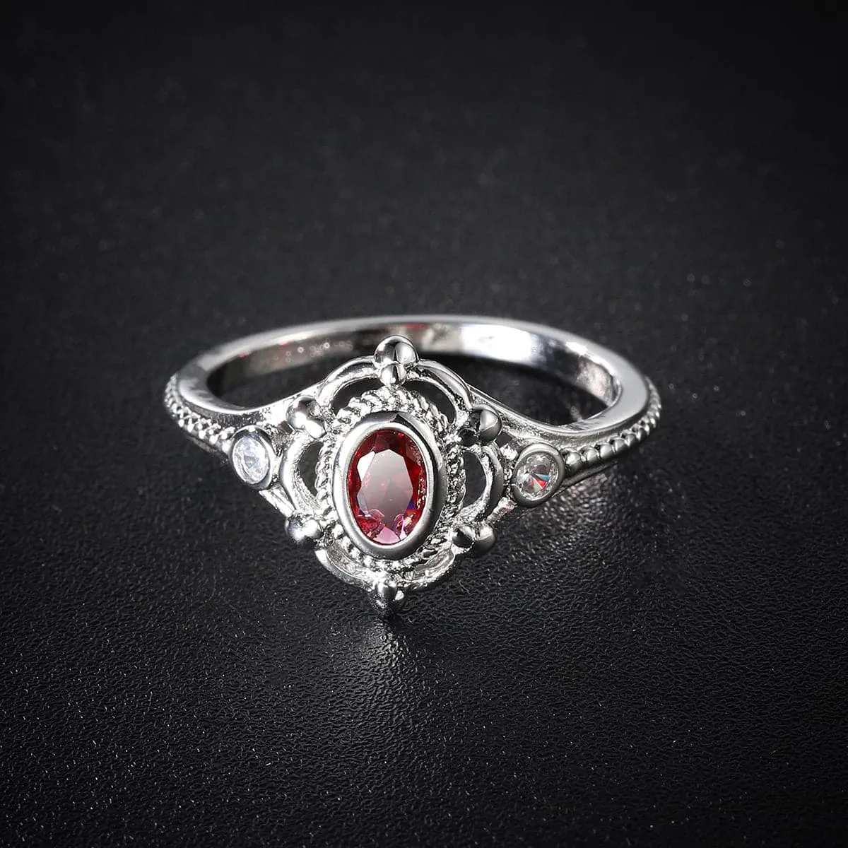 Rose Crystal & Cubic Zirconia Oval Ring