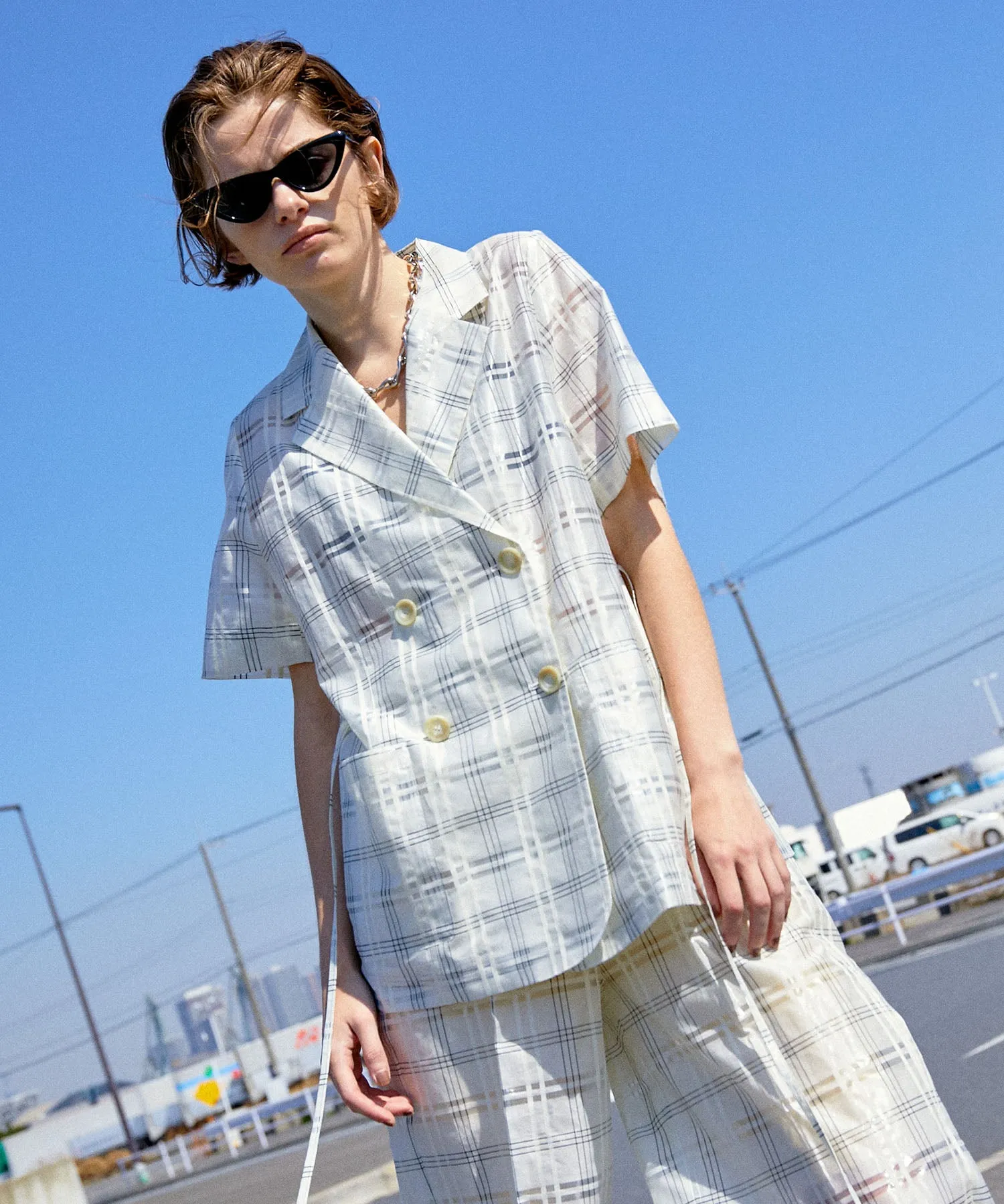 【SALE】Sheer Check Shirt Jacket