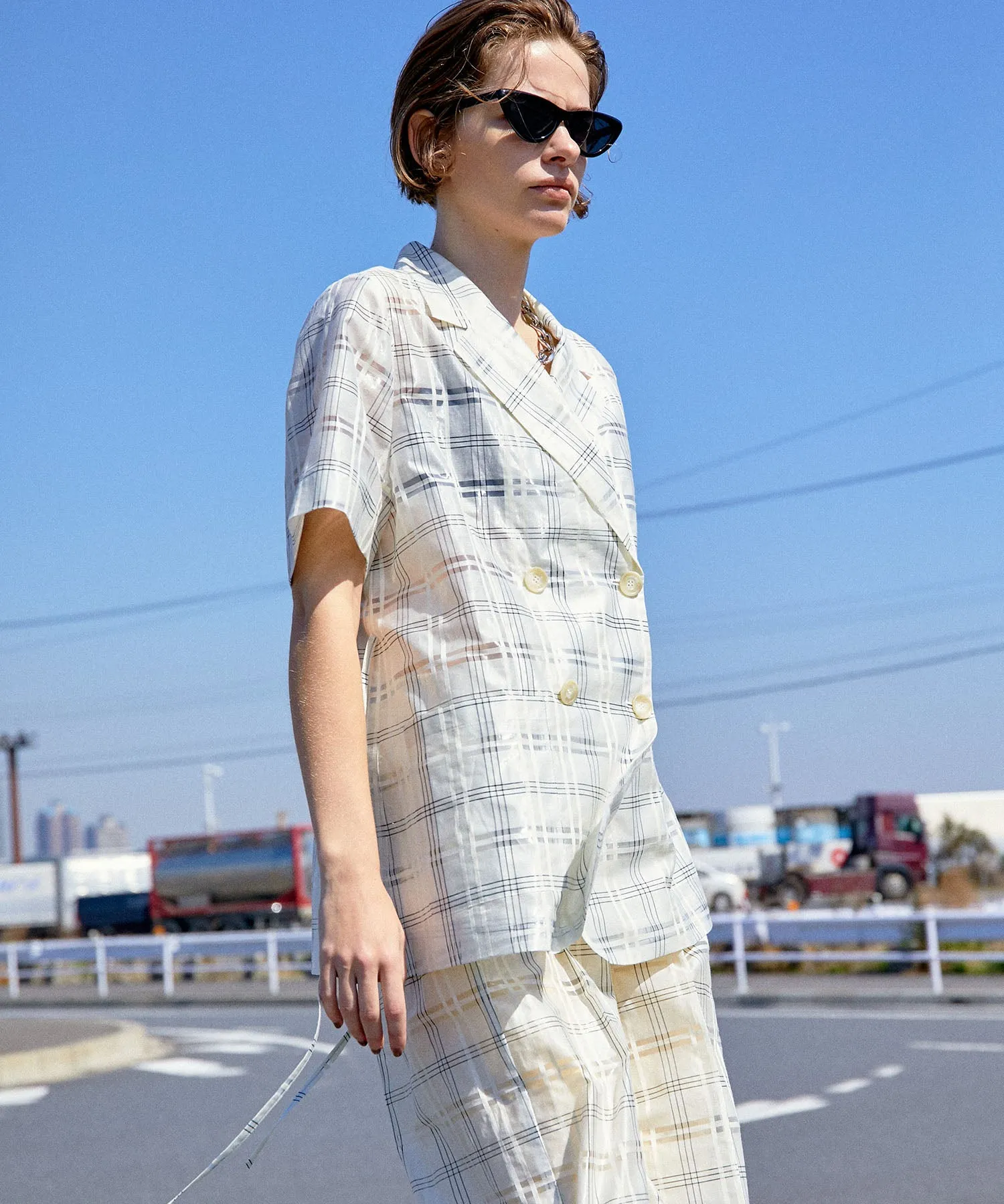 【SALE】Sheer Check Shirt Jacket