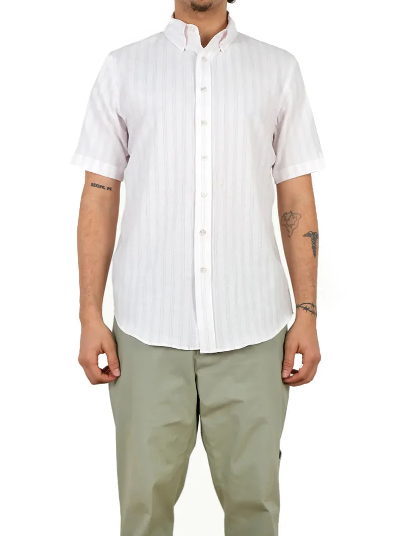 Salmon Stripe Seersucker Short Sleeve Shirt