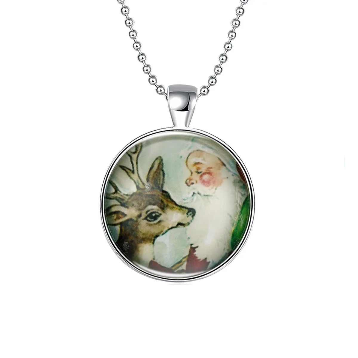 Santa & Reindeer Glow-In-The-Dark Pendant Necklace