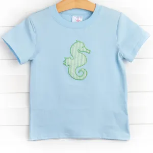 Sea Horse Applique Shirt, Blue