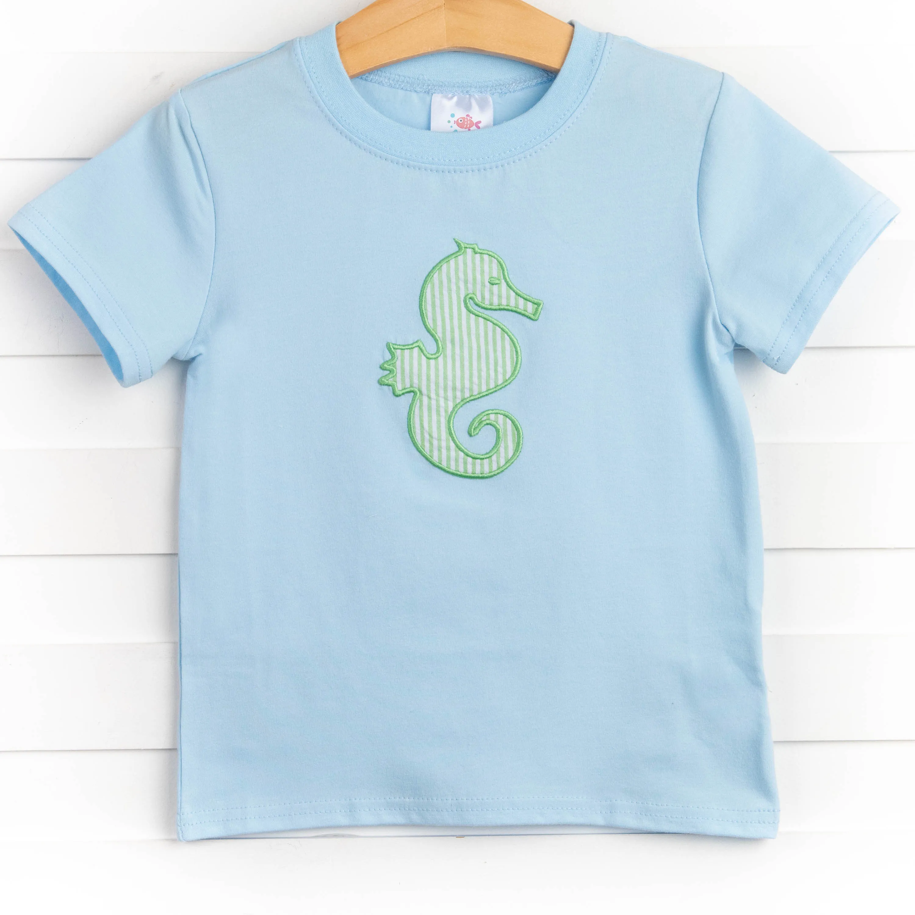 Sea Horse Applique Shirt, Blue