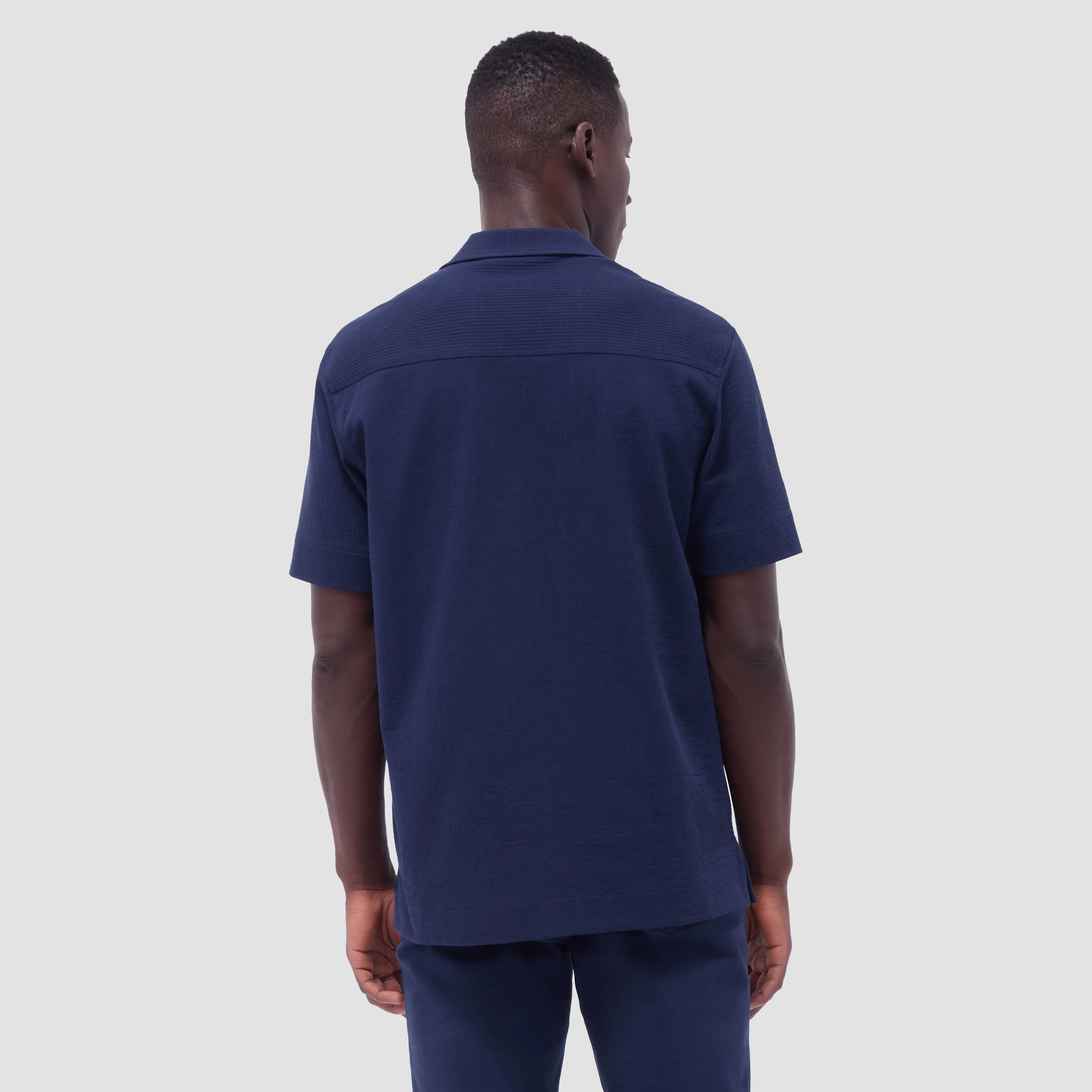 Seersucker Crinkled Camp Shirt