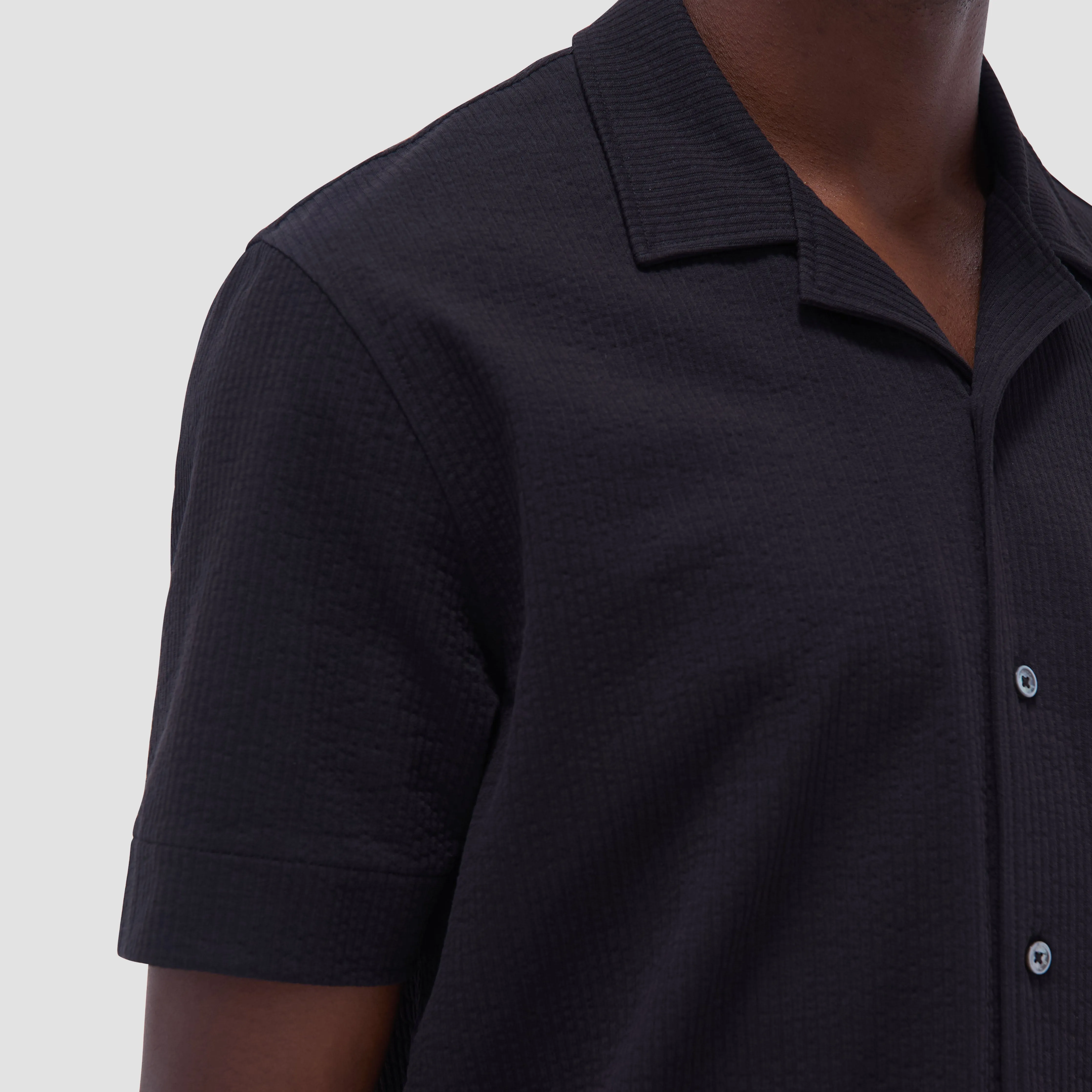 Seersucker Crinkled Camp Shirt