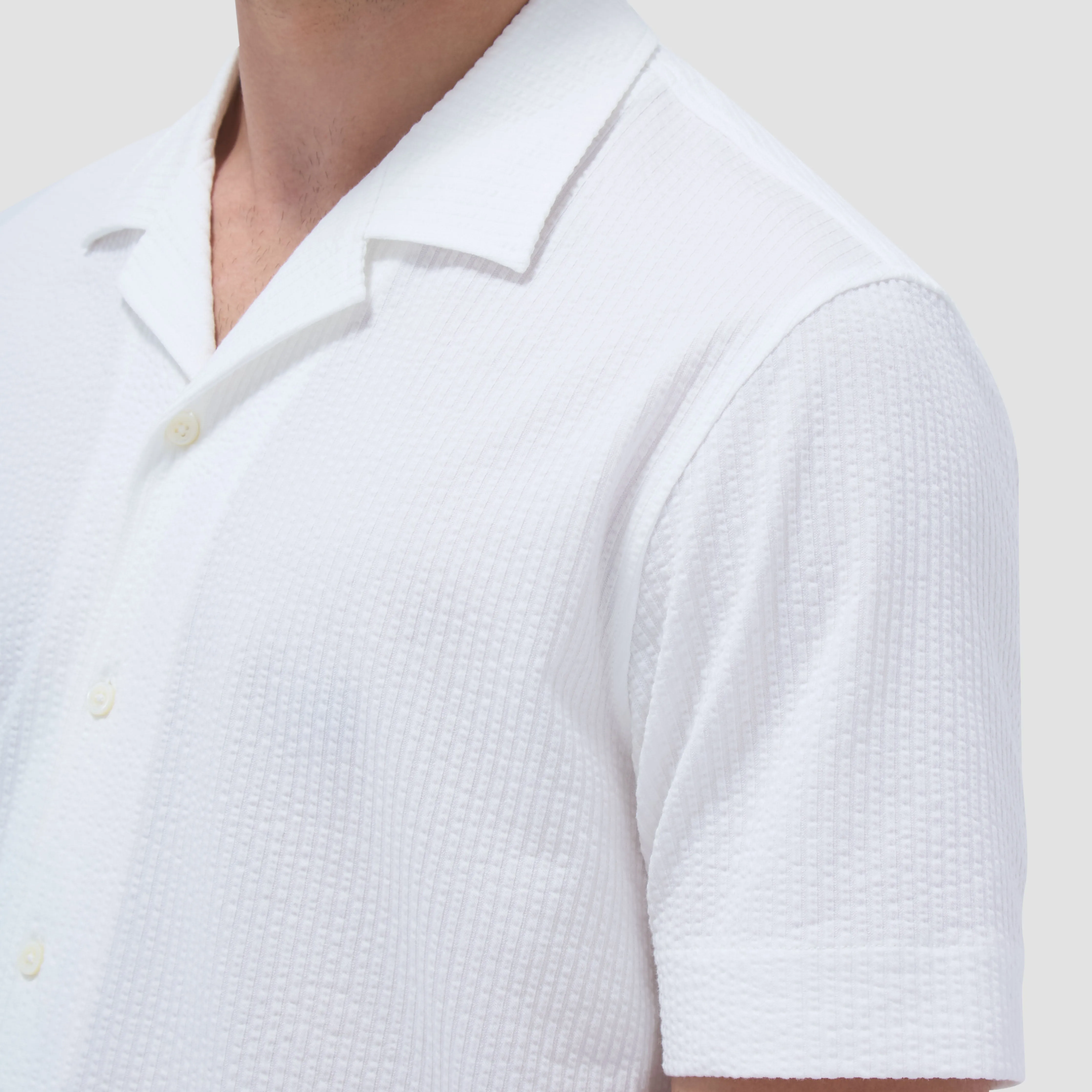 Seersucker Crinkled Camp Shirt
