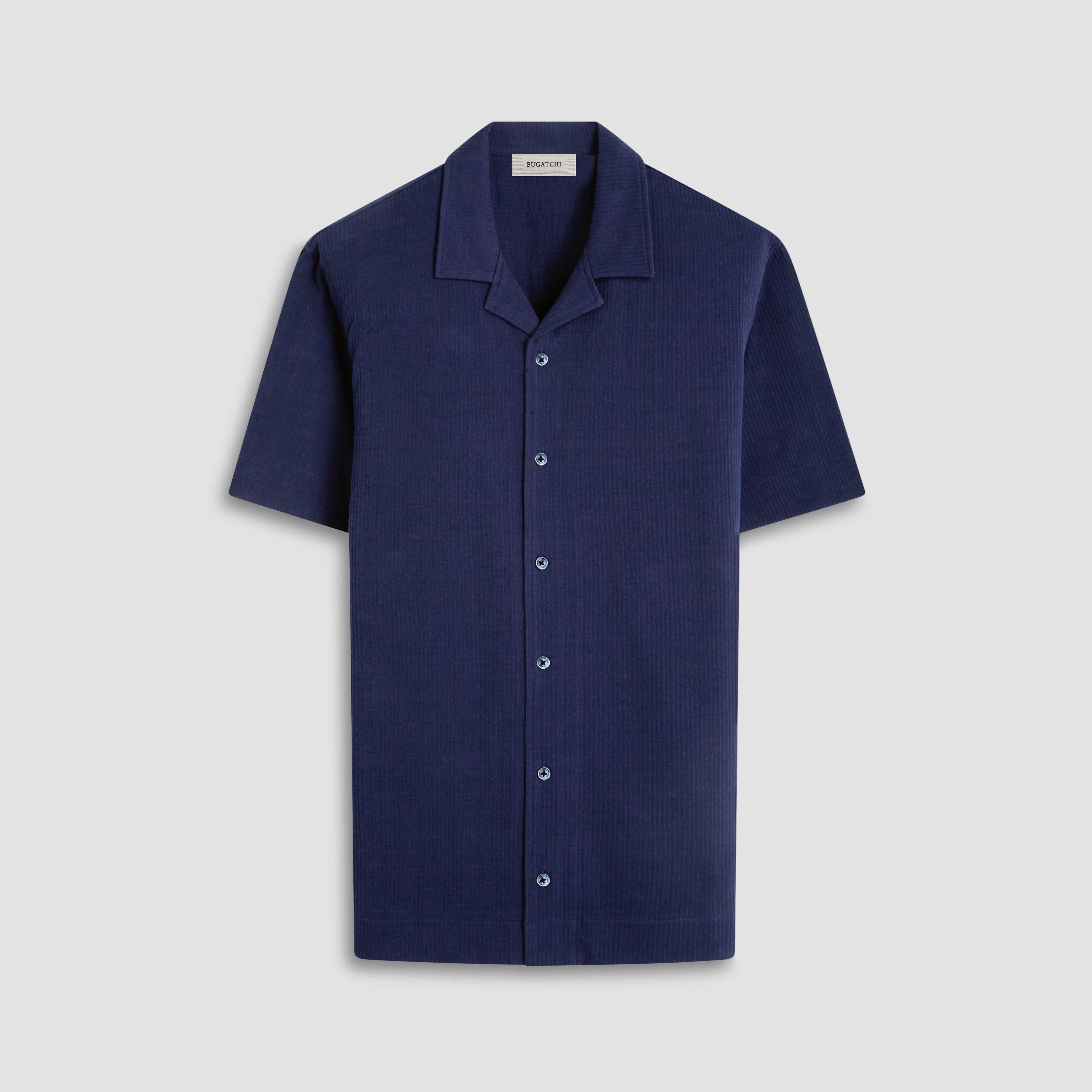 Seersucker Crinkled Camp Shirt