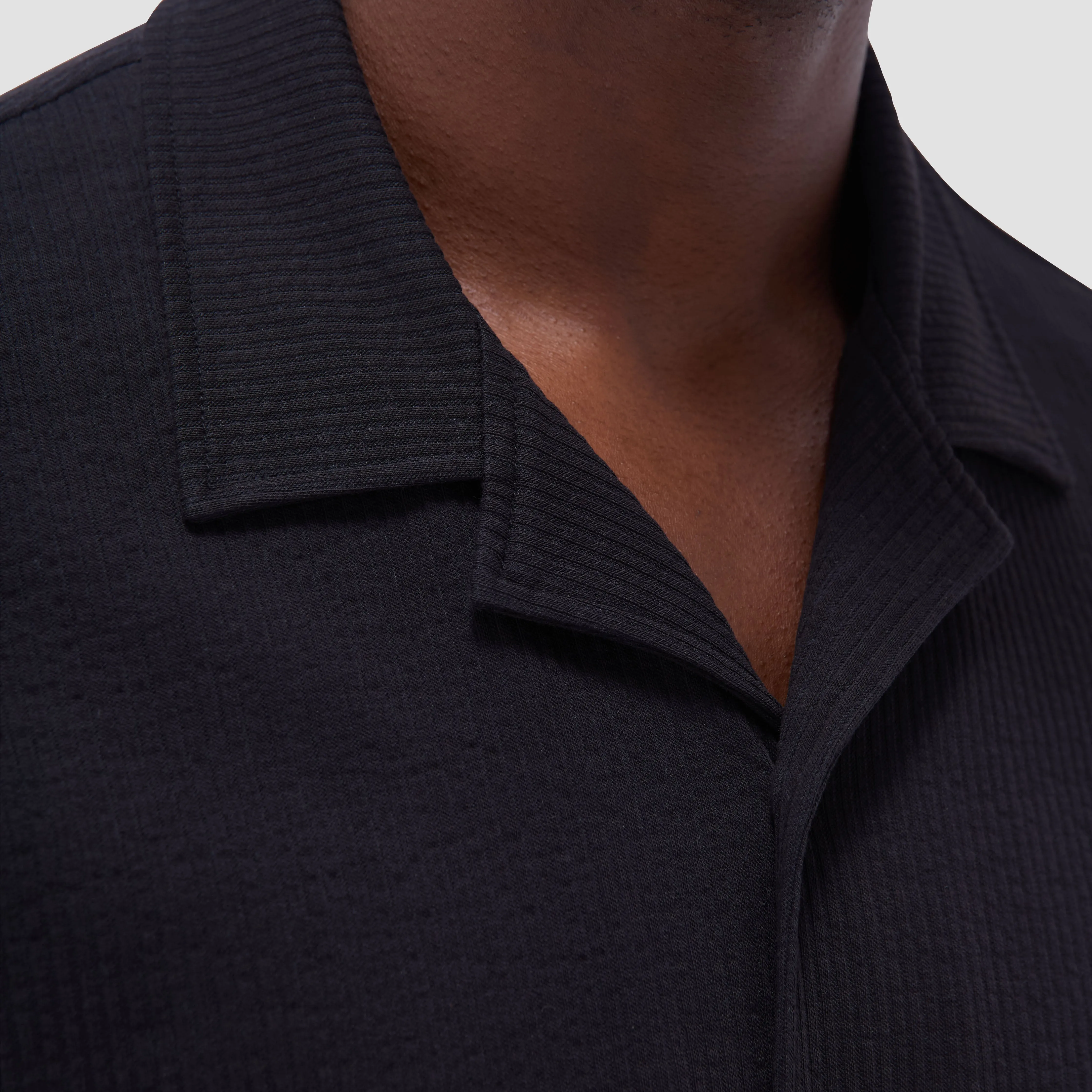 Seersucker Crinkled Camp Shirt