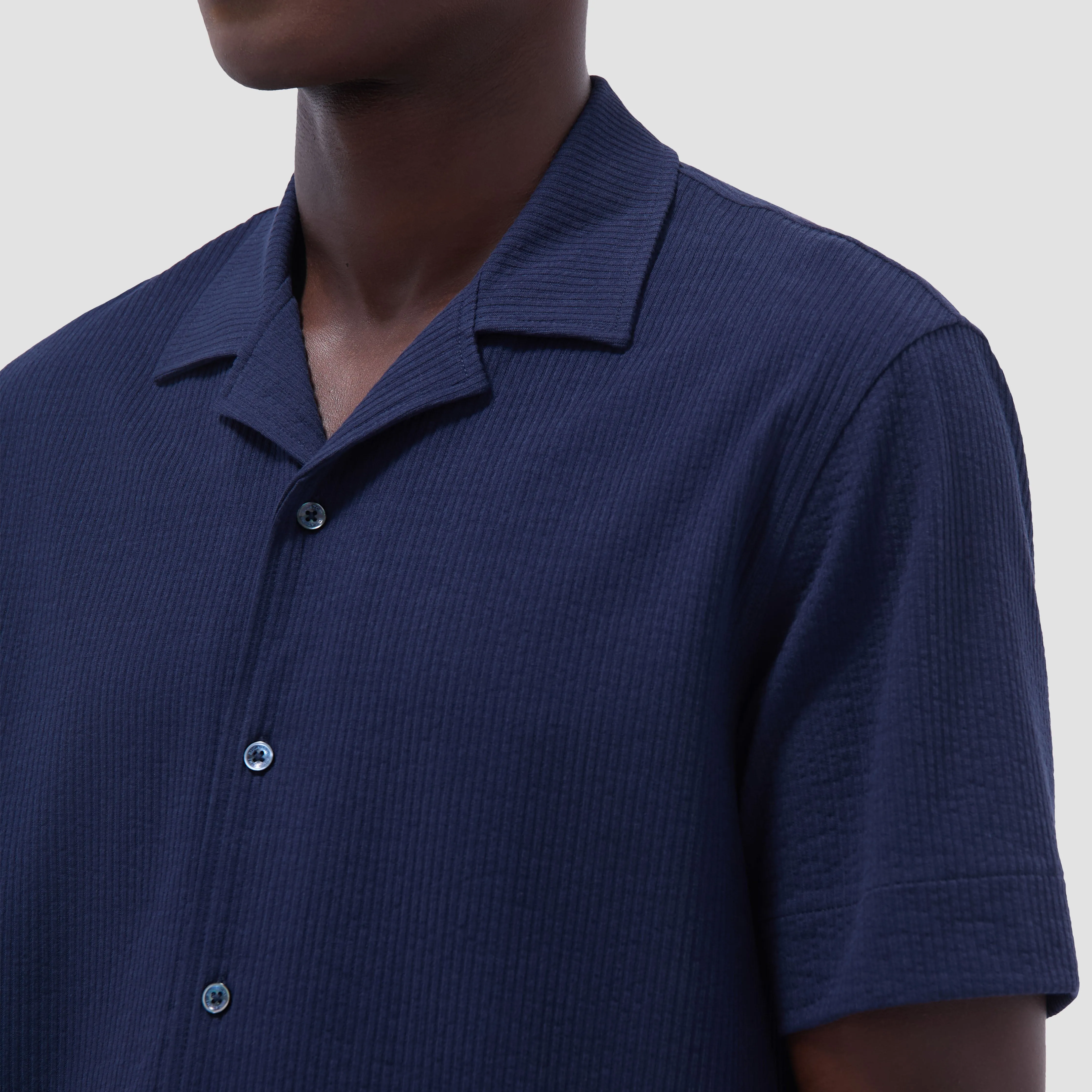 Seersucker Crinkled Camp Shirt