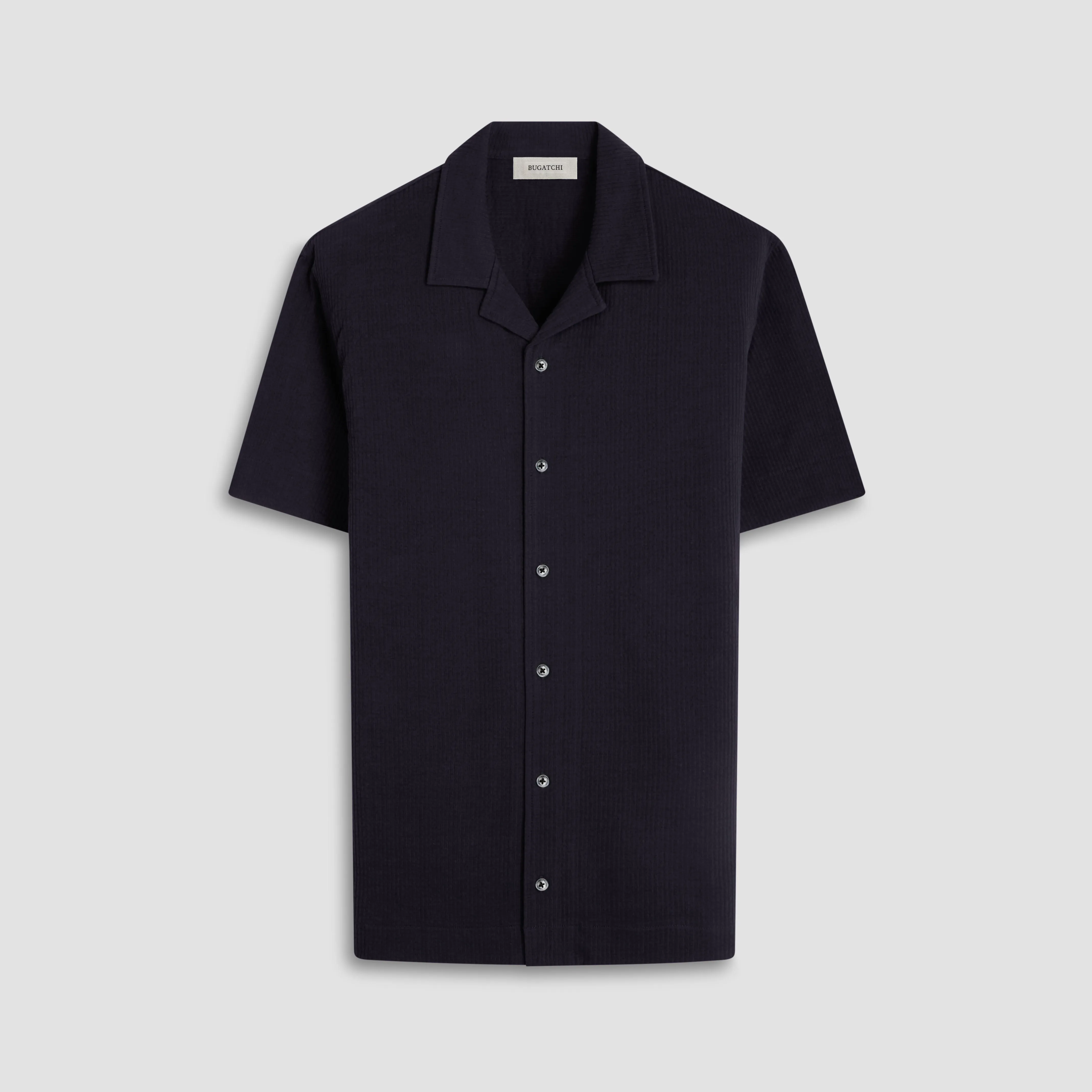 Seersucker Crinkled Camp Shirt