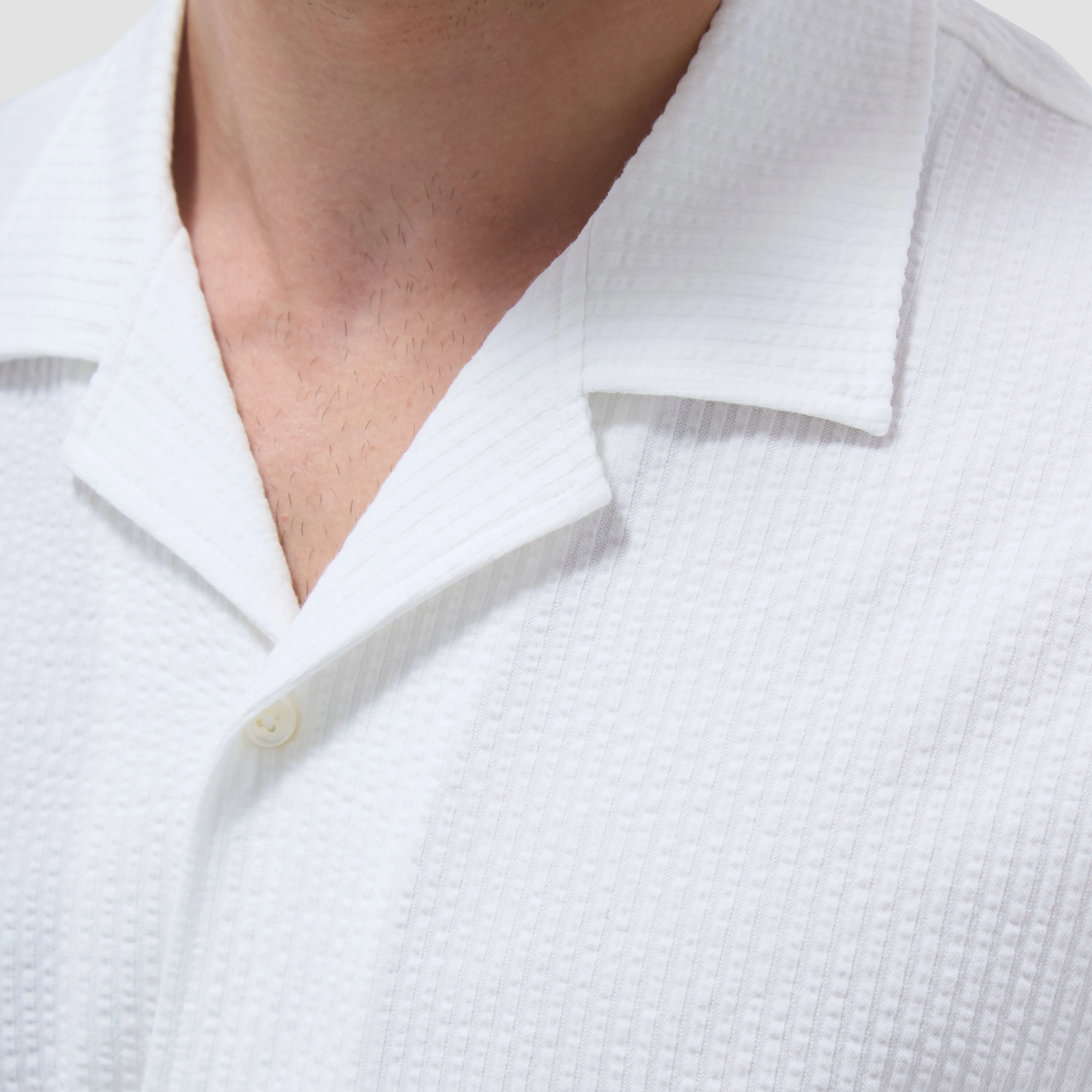Seersucker Crinkled Camp Shirt