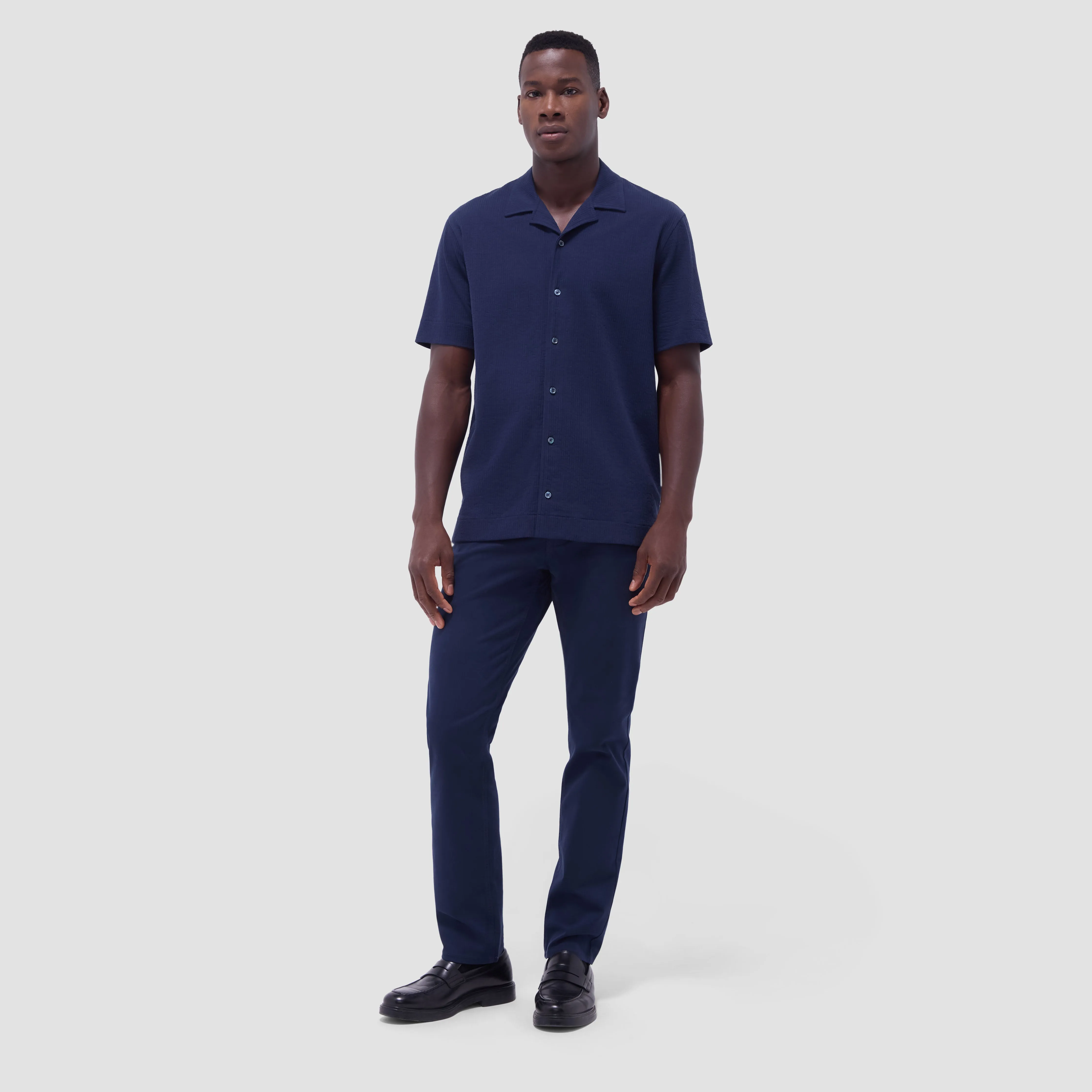 Seersucker Crinkled Camp Shirt