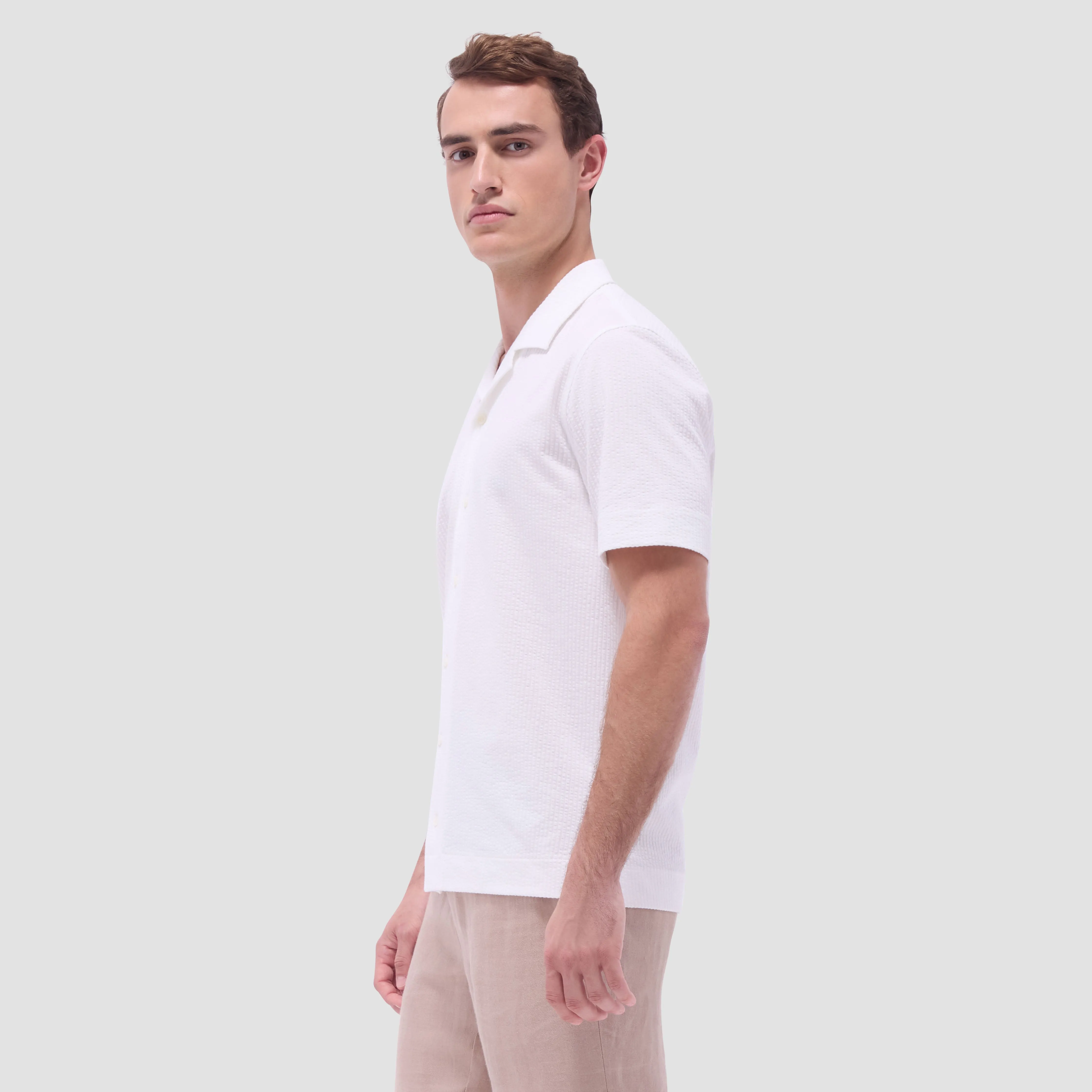 Seersucker Crinkled Camp Shirt