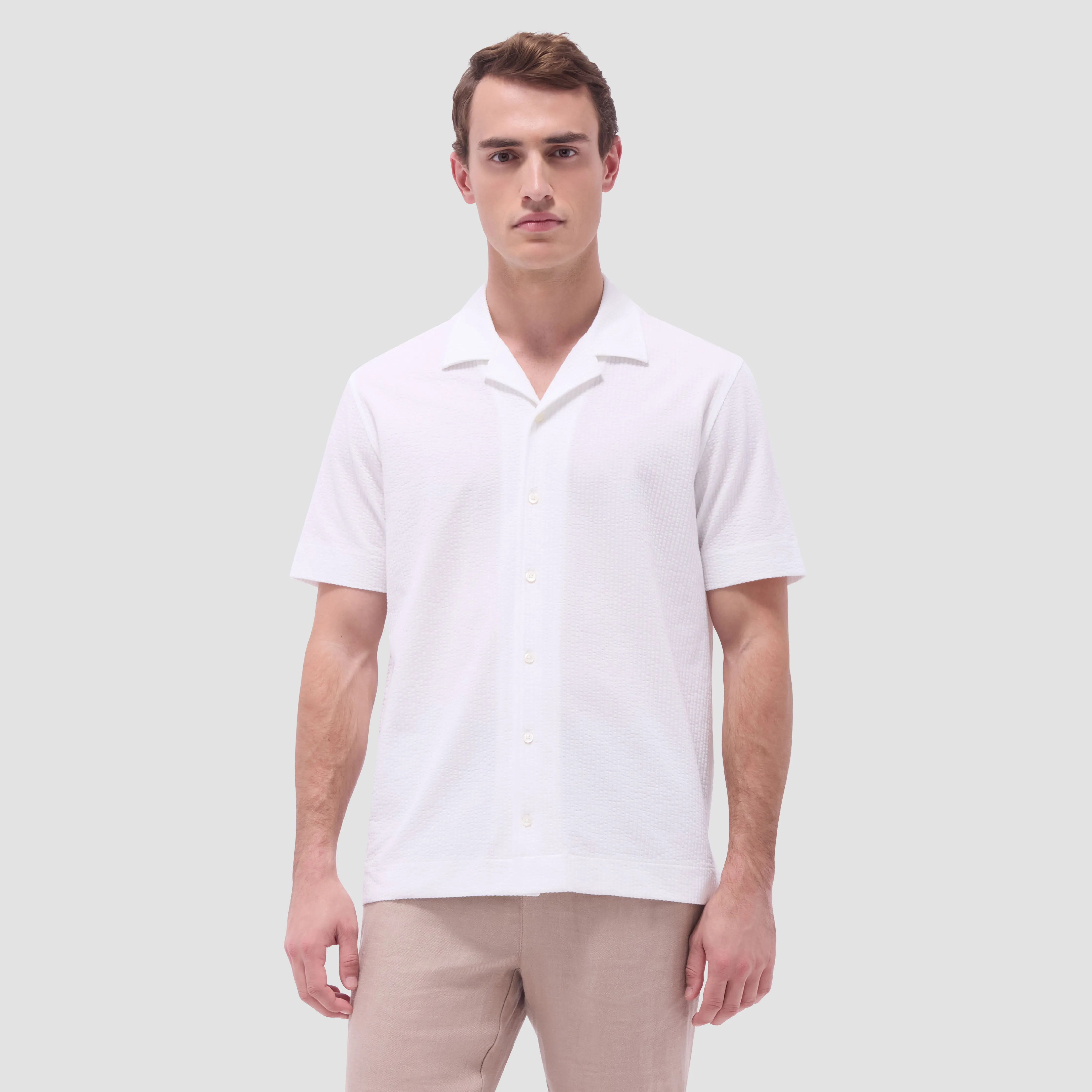 Seersucker Crinkled Camp Shirt