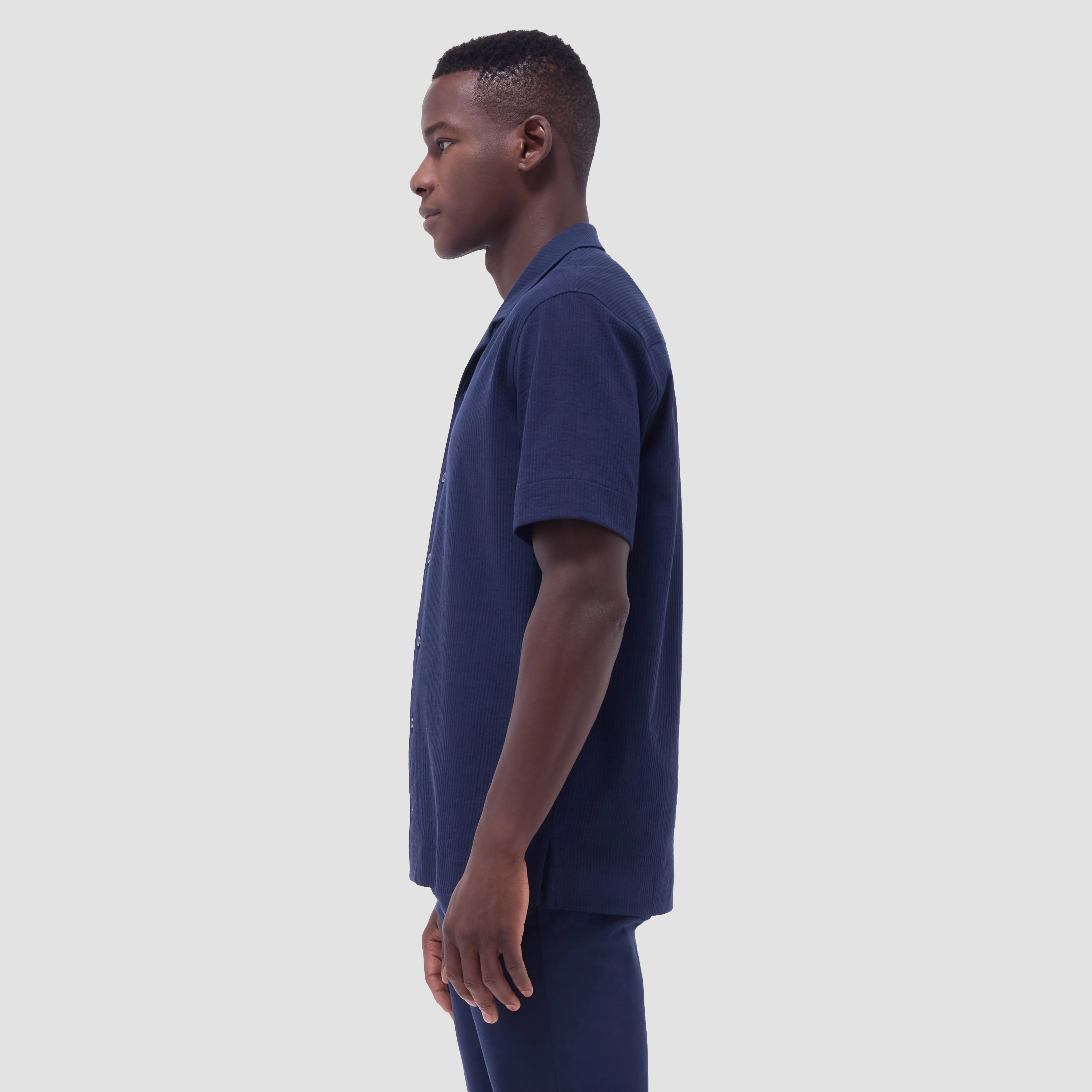 Seersucker Crinkled Camp Shirt