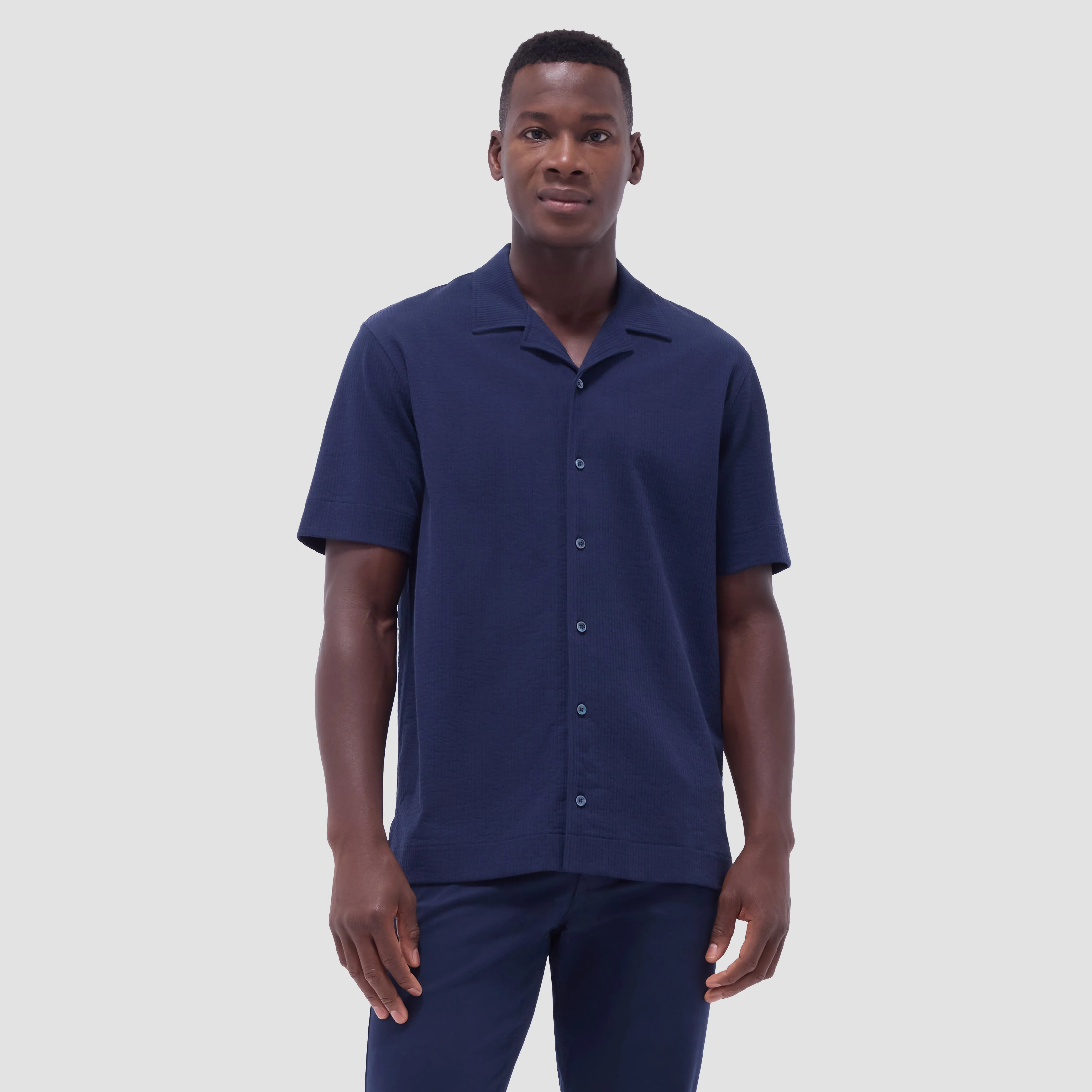 Seersucker Crinkled Camp Shirt