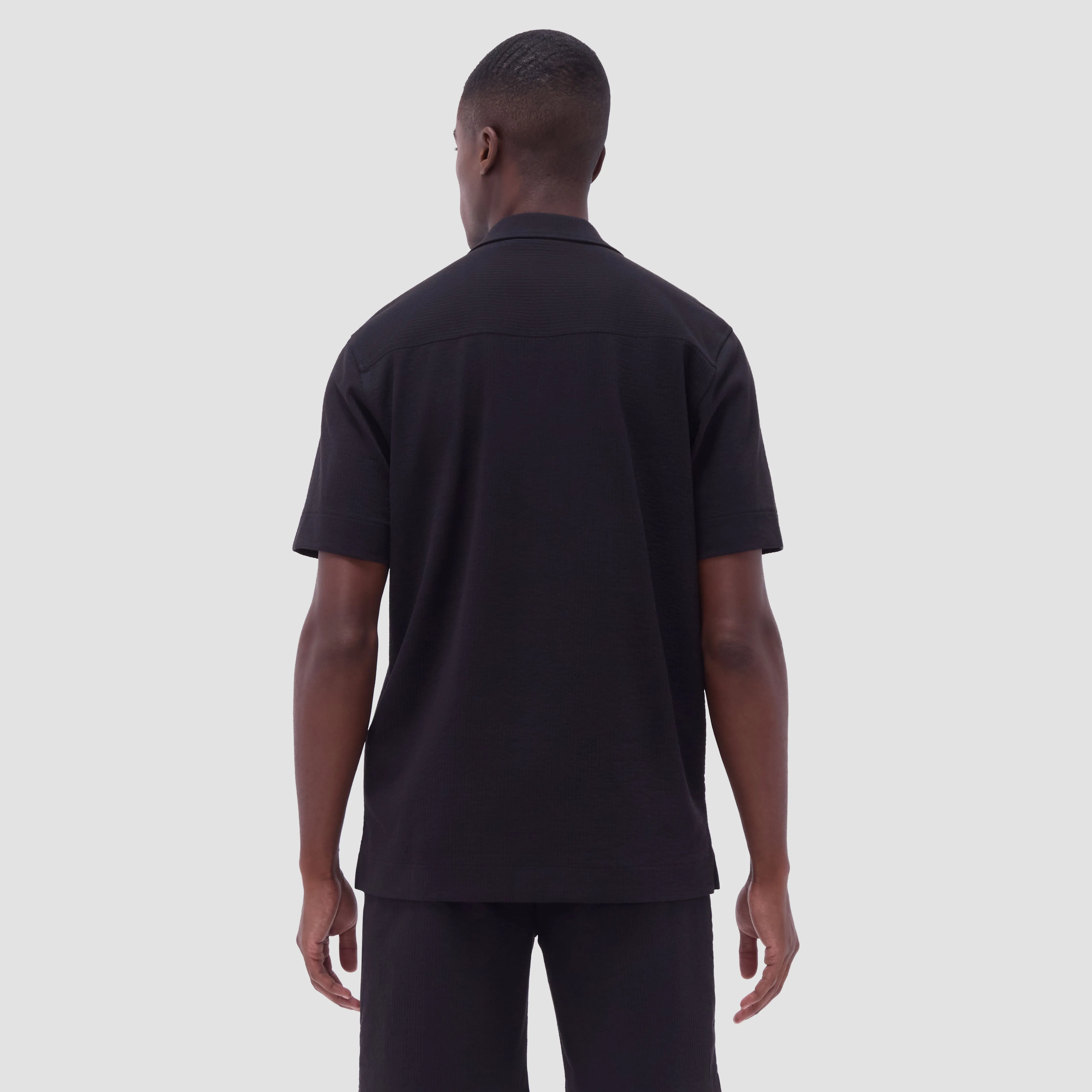 Seersucker Crinkled Camp Shirt