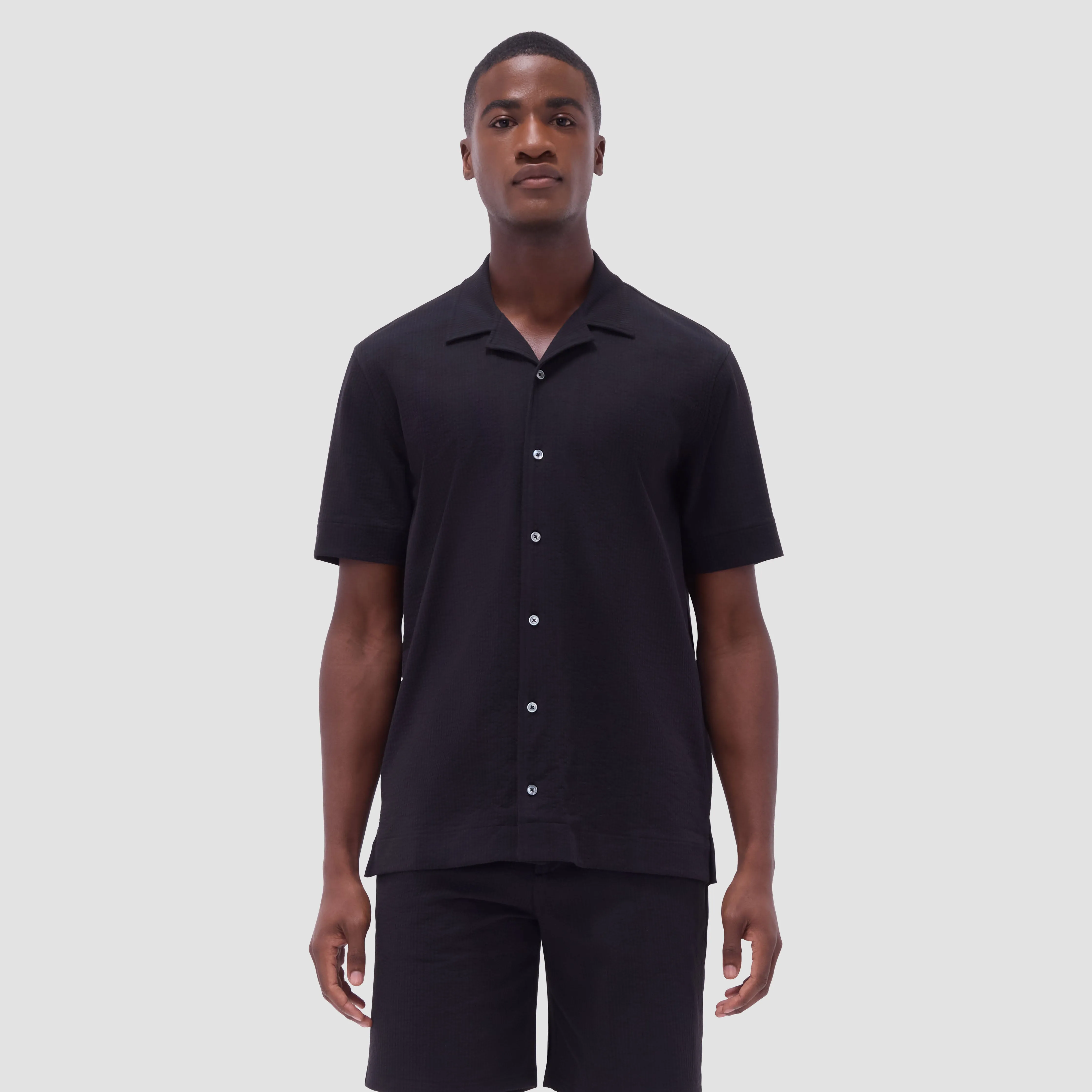 Seersucker Crinkled Camp Shirt