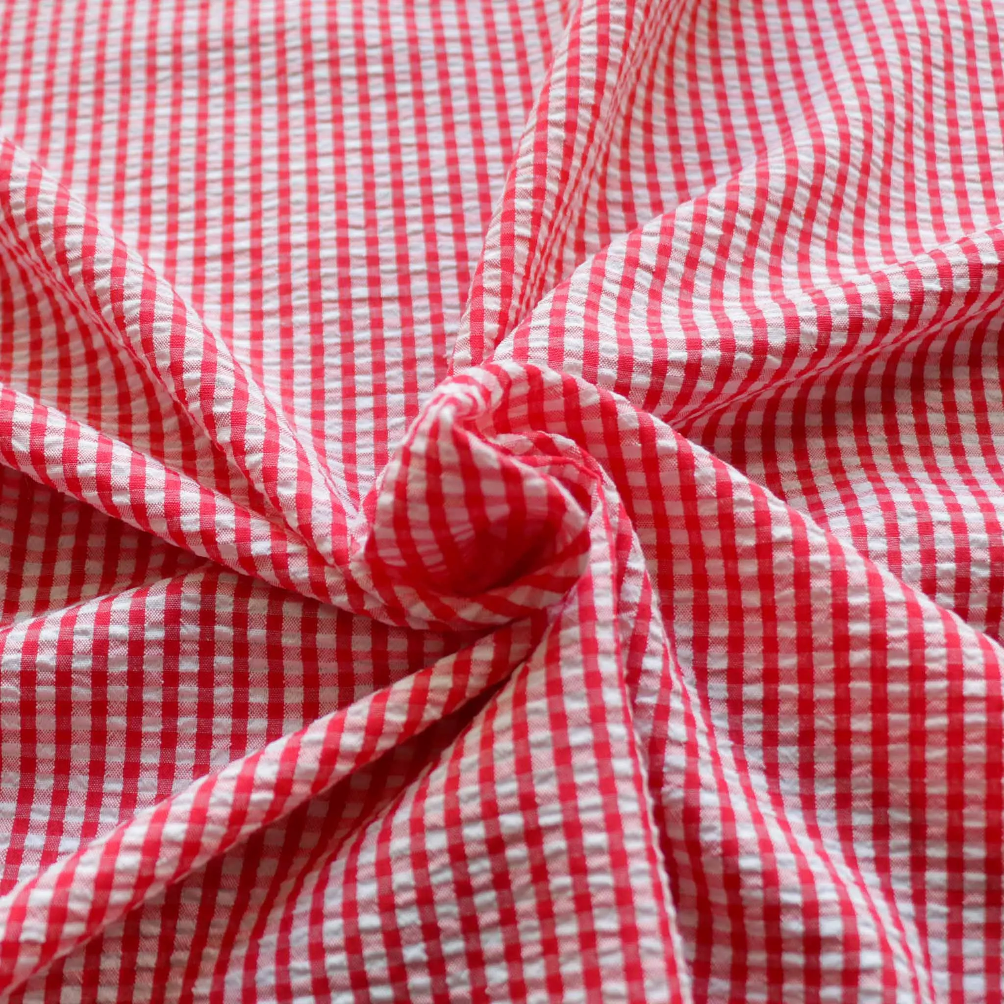 Seersucker Fabric -Red and black