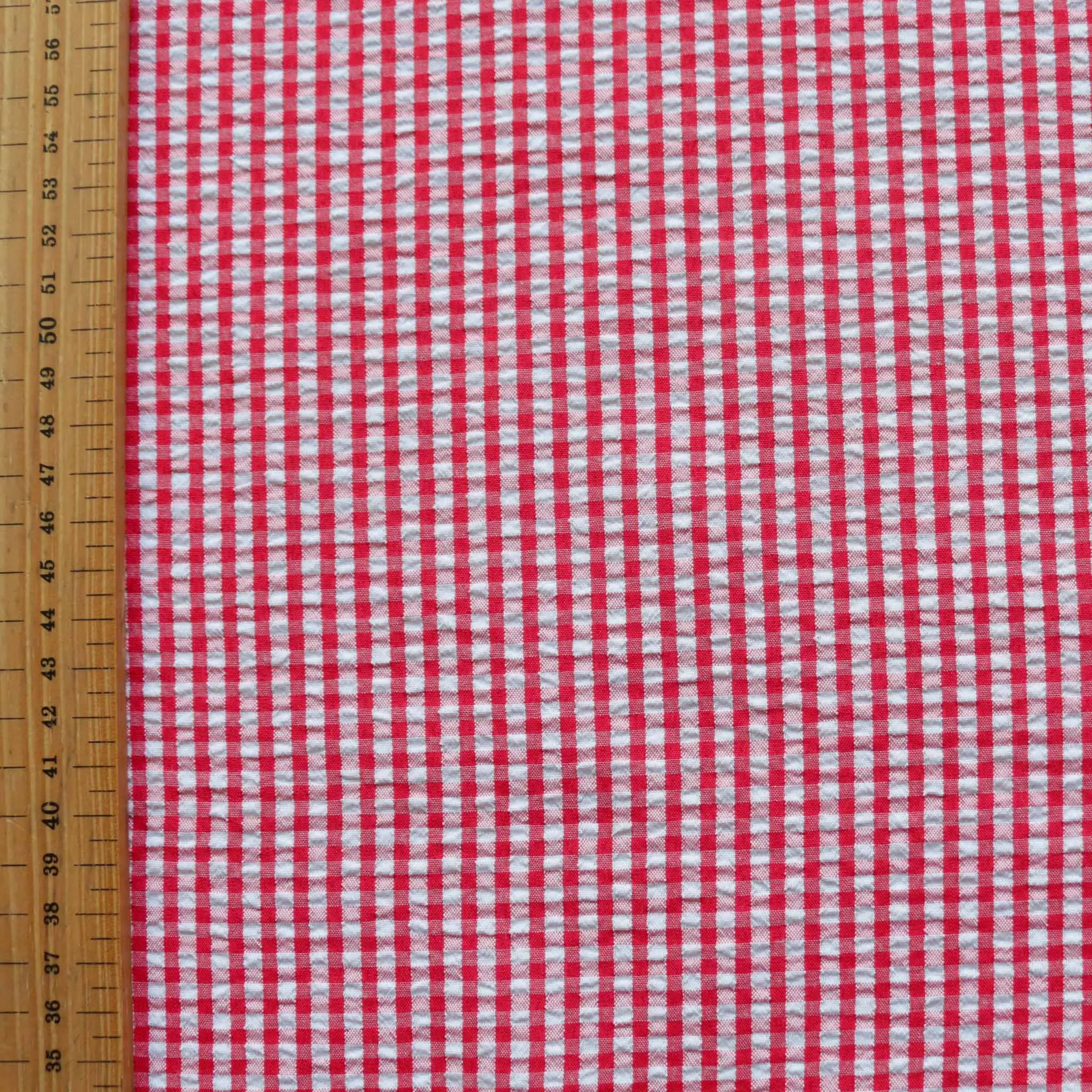 Seersucker Fabric -Red and black