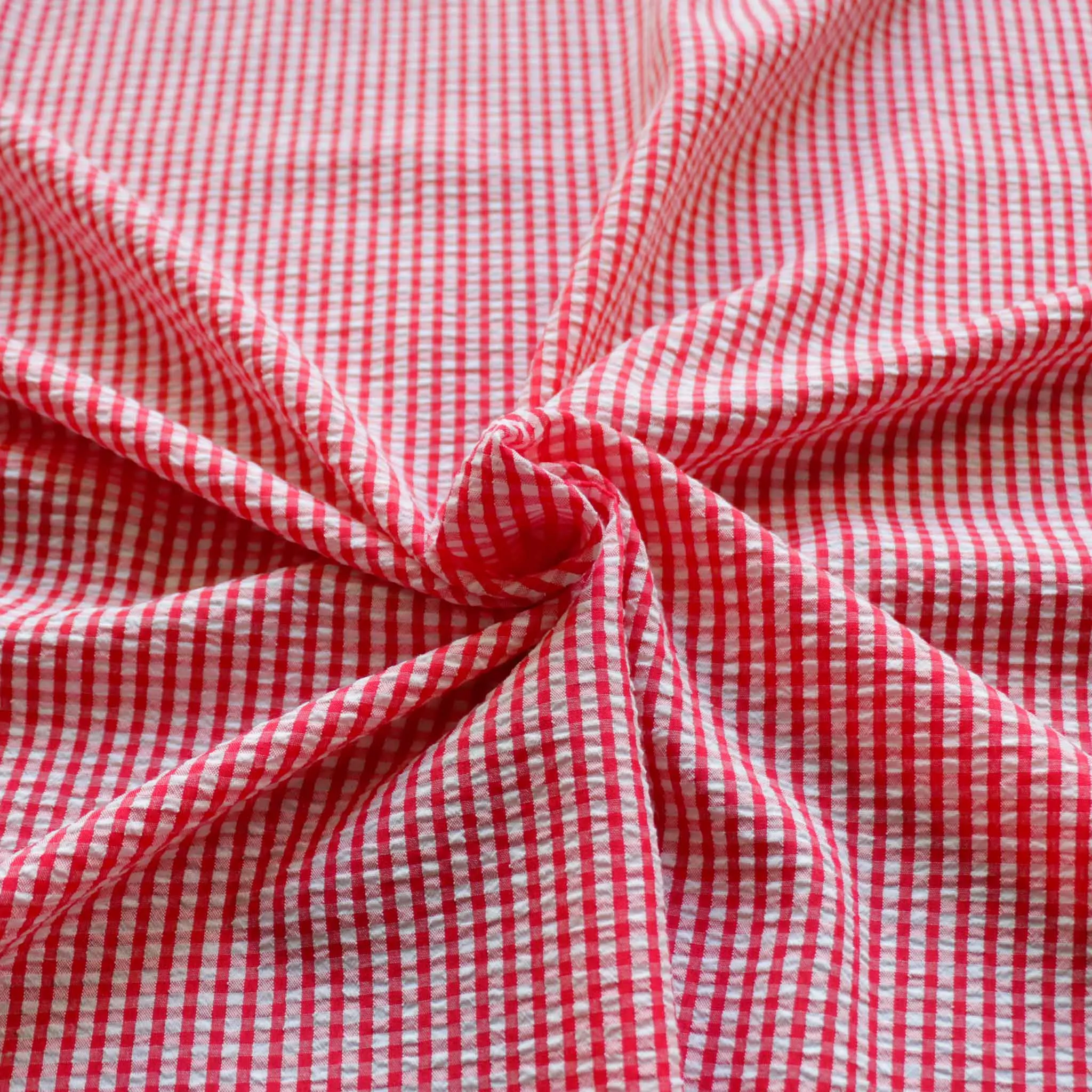Seersucker Fabric -Red and black