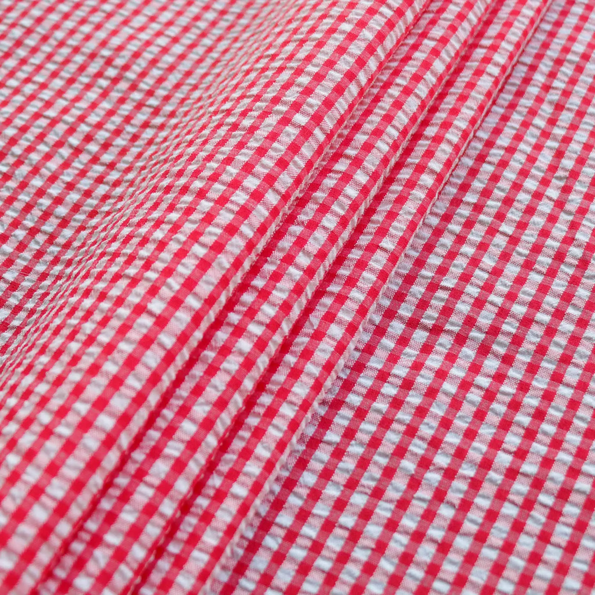Seersucker Fabric -Red and black