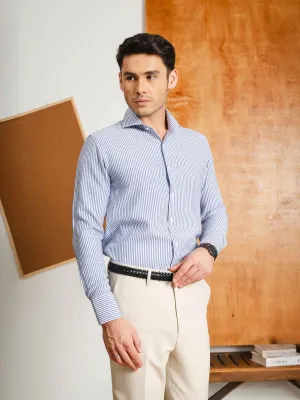 Seersucker Shirt - Navy Blue