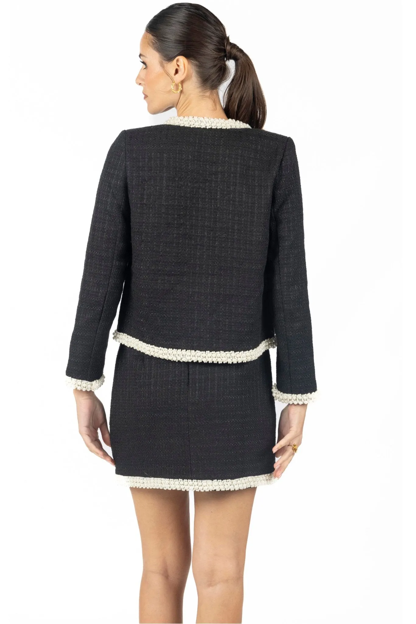 Short Marissa Tweed Skirt With Pearls
