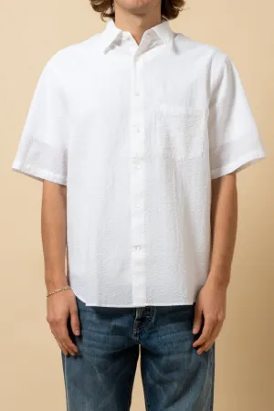 Short Sleeve Seersucker Shirt -  White