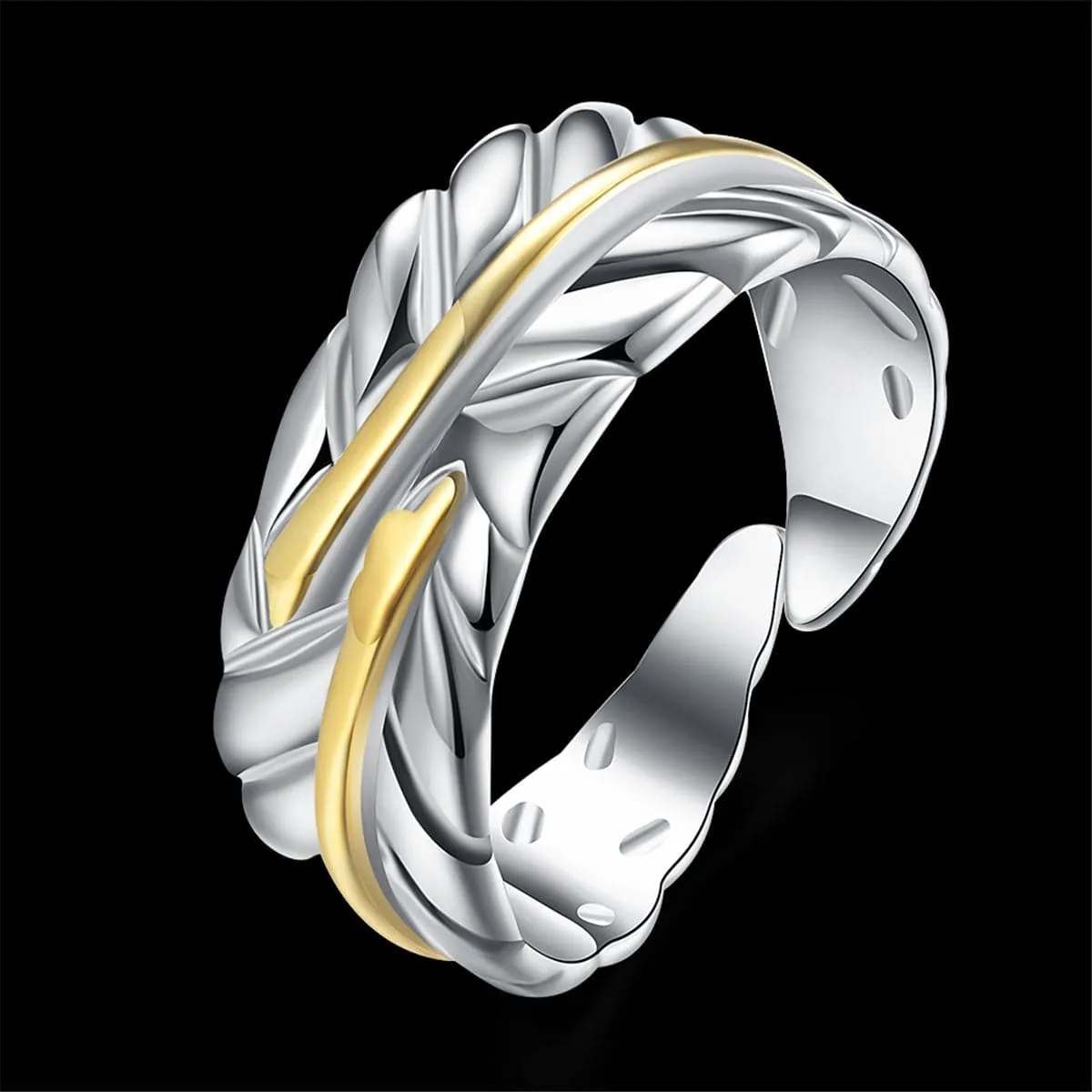 Silver-Plated & 18K Gold-Plated Wing Open Ring