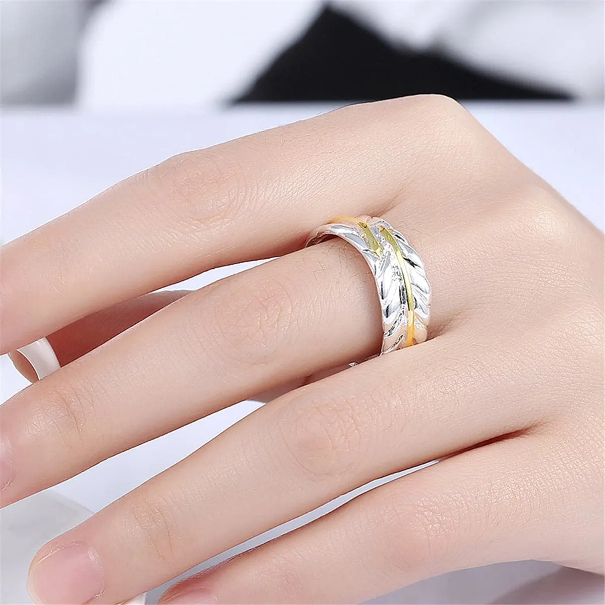 Silver-Plated & 18K Gold-Plated Wing Open Ring