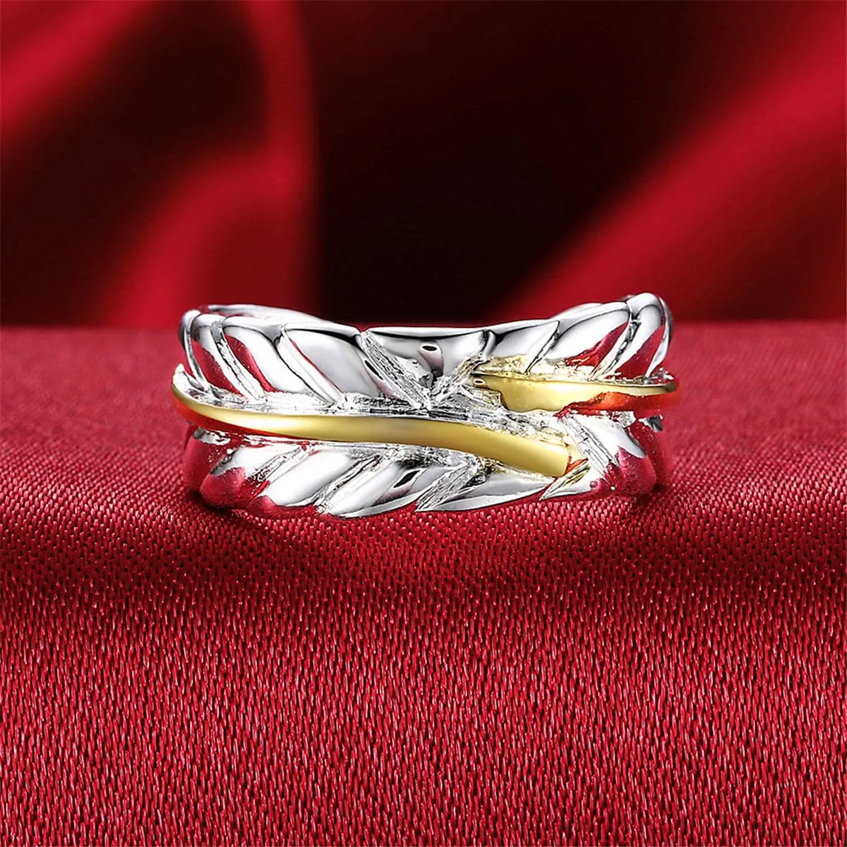 Silver-Plated & 18K Gold-Plated Wing Open Ring