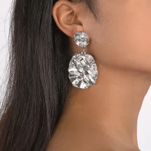 Silver-Plated Flower Blossom Drop Earrings