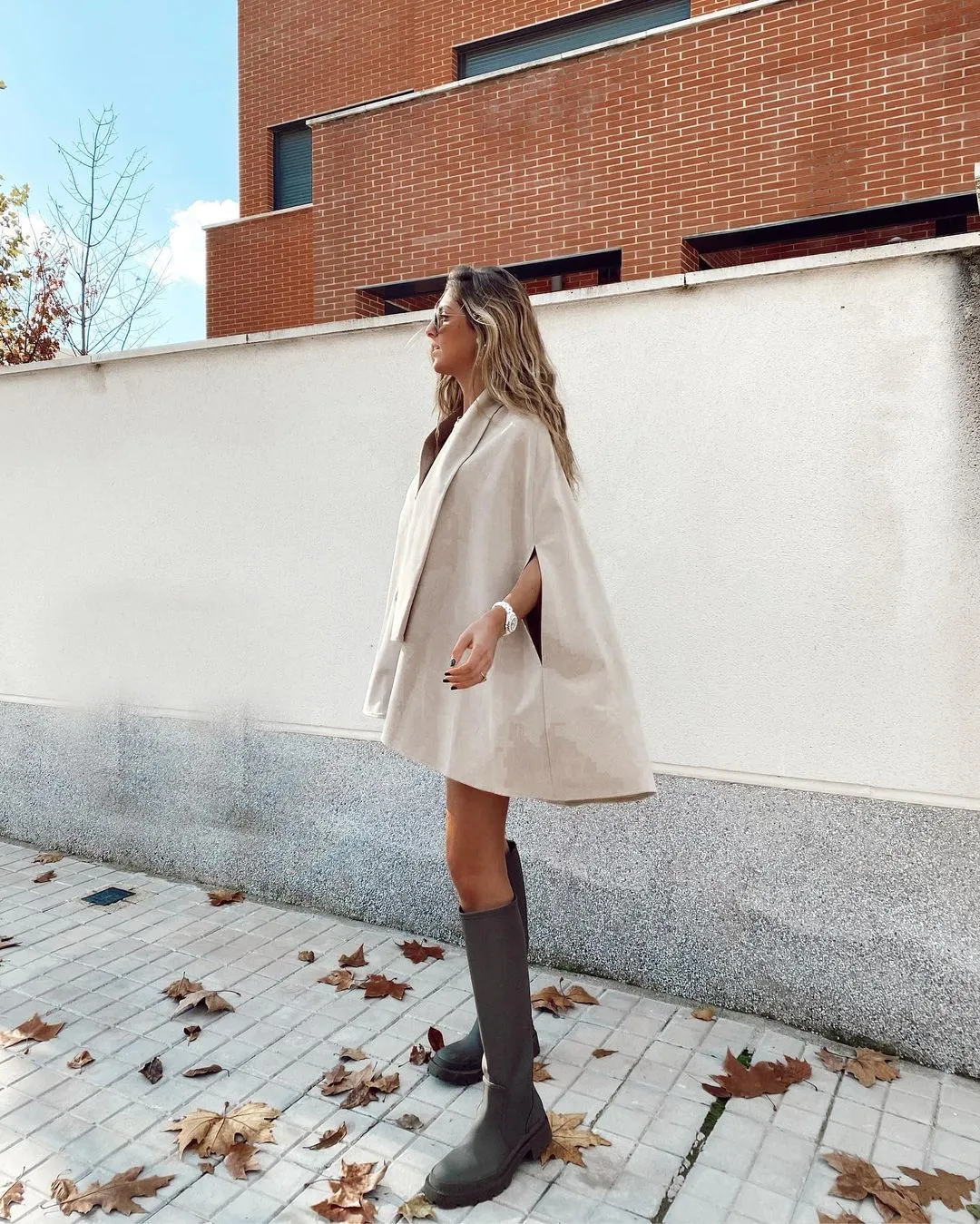Single-breasted V-neck Cloak Capes Outerwear