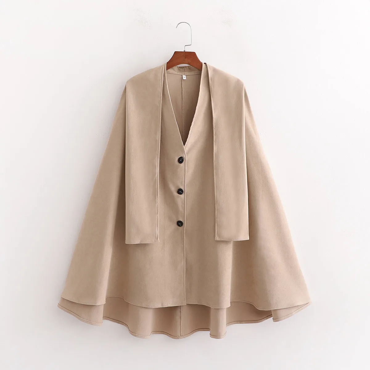 Single-breasted V-neck Cloak Capes Outerwear