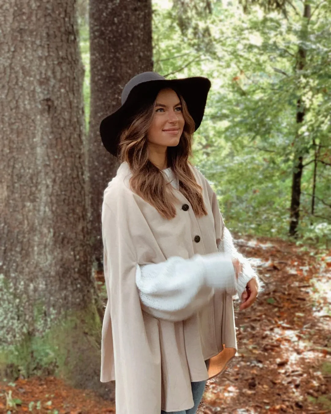 Single-breasted V-neck Cloak Capes Outerwear