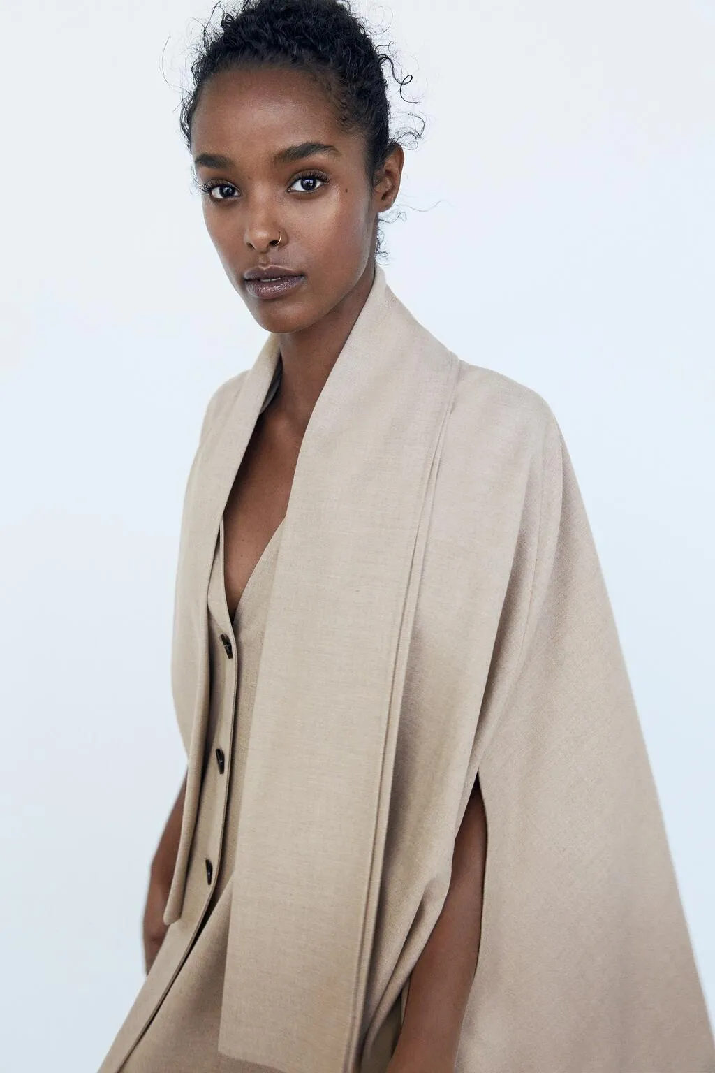 Single-breasted V-neck Cloak Capes Outerwear
