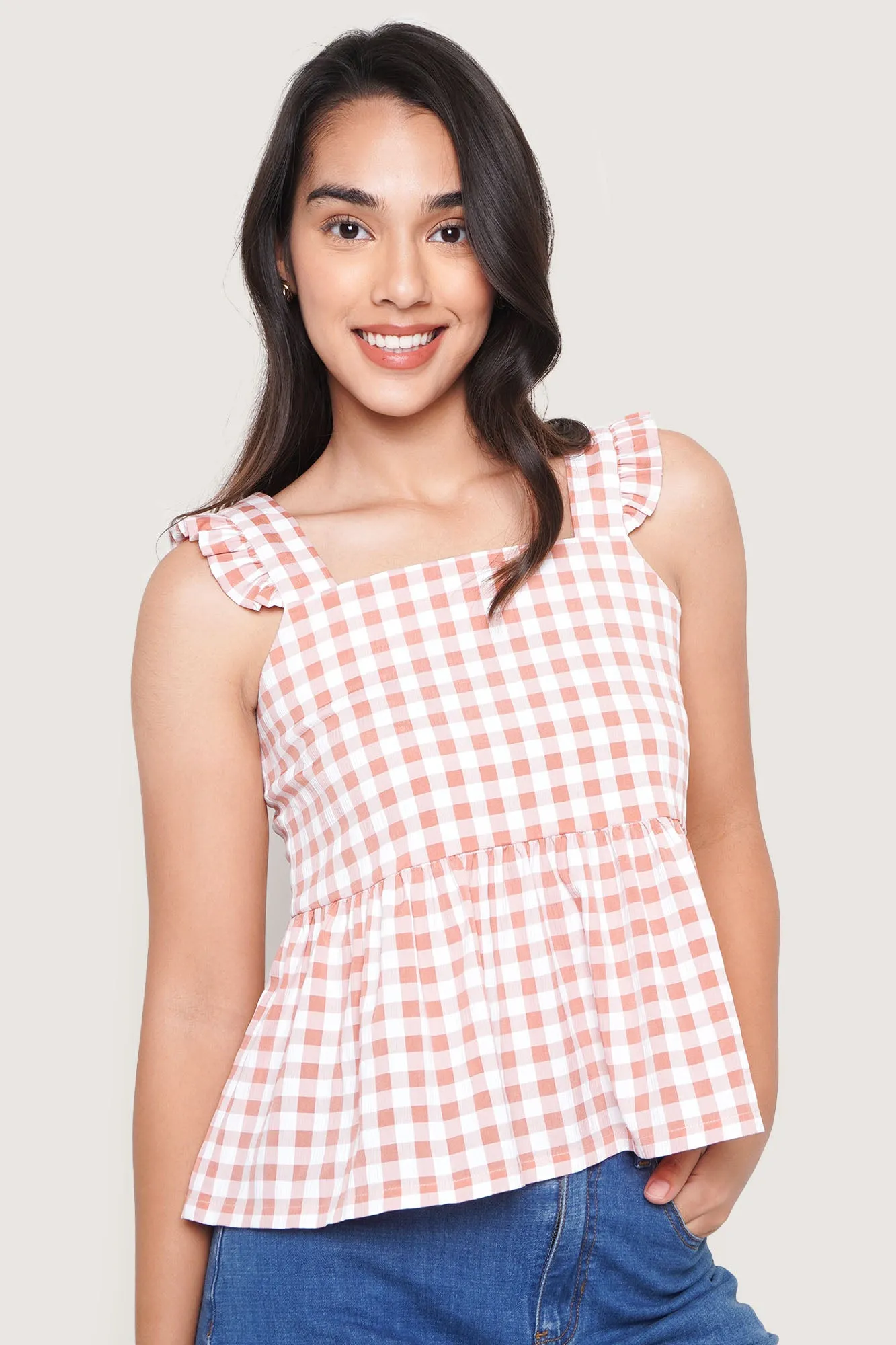 Sleeveless Gingham Top