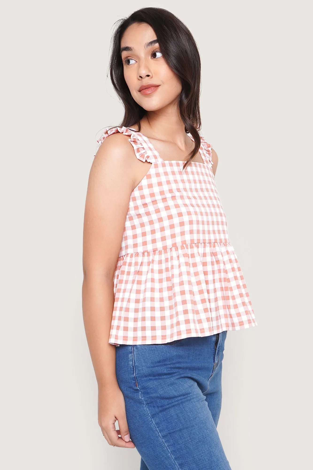Sleeveless Gingham Top